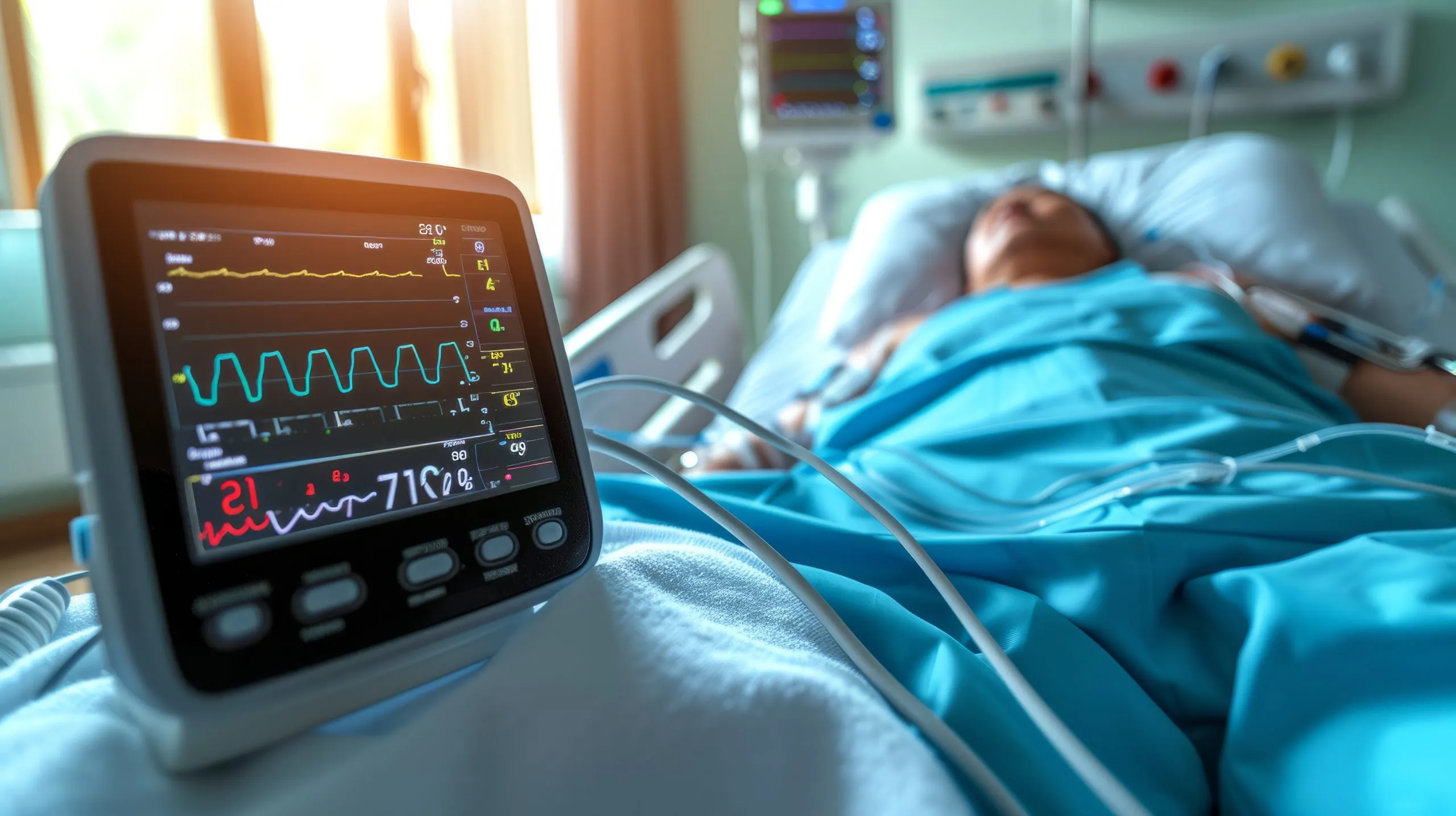 KSA Bedside Patient Monitors Market Outlook 2035 patient-hospital-bed-being-monitored-by-medical-equipment-scaled