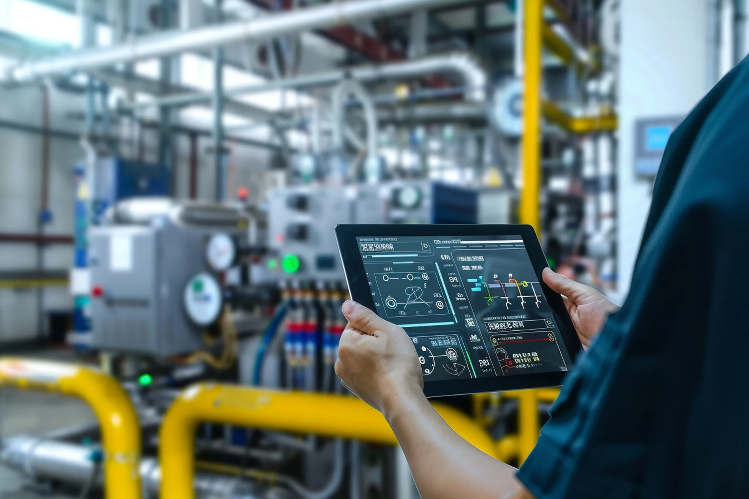 Brazil Industrial IoT Market Outlook to 2035 photo-smart-industry-control-concepthands-holding-tablet-blurred-automation-machine-as-background-scaled
