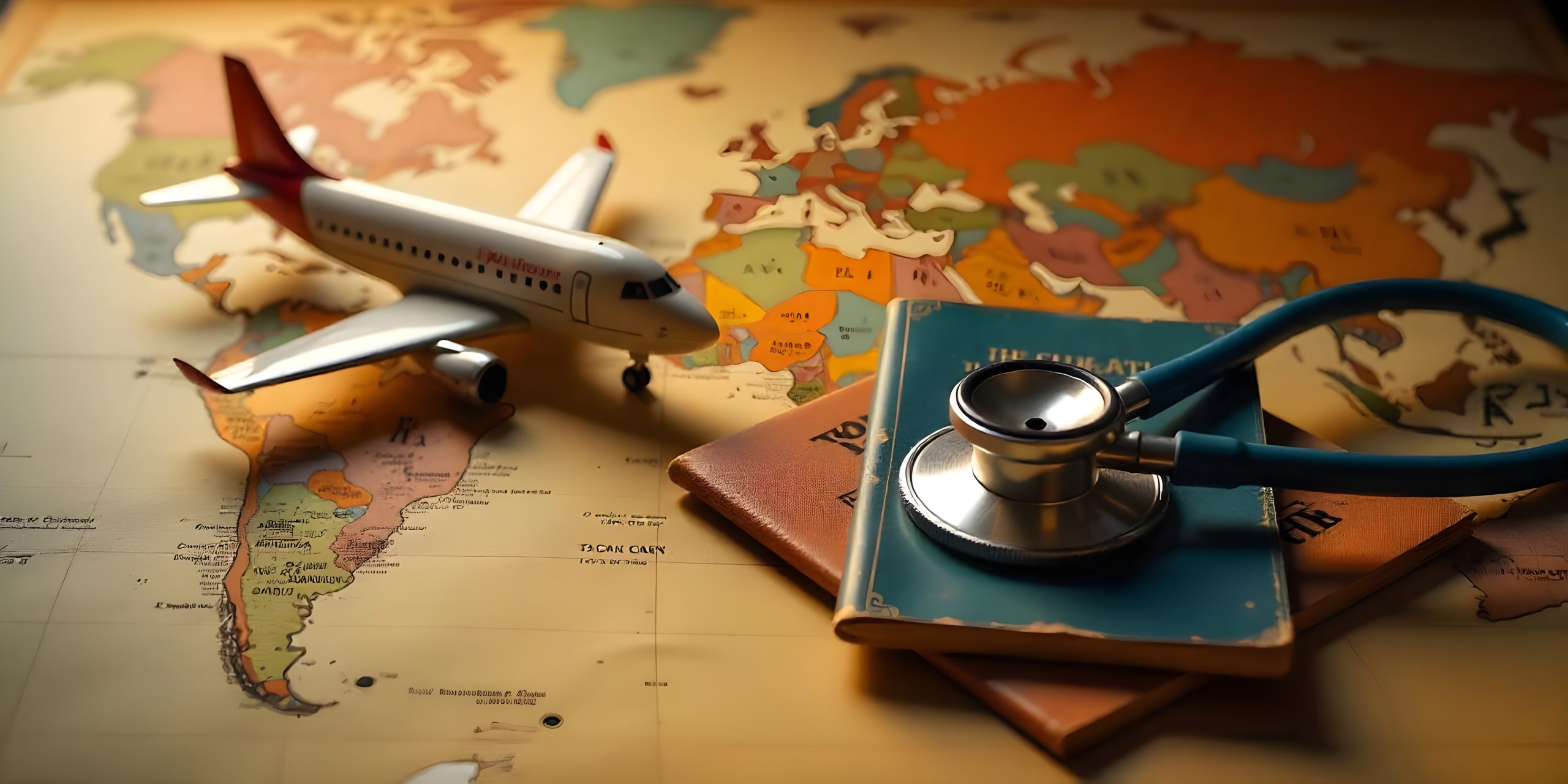 South Africa Medical Tourism Market Outlook to 2035 plane-is-map-with-passport-book-with-map-world-1-scaled