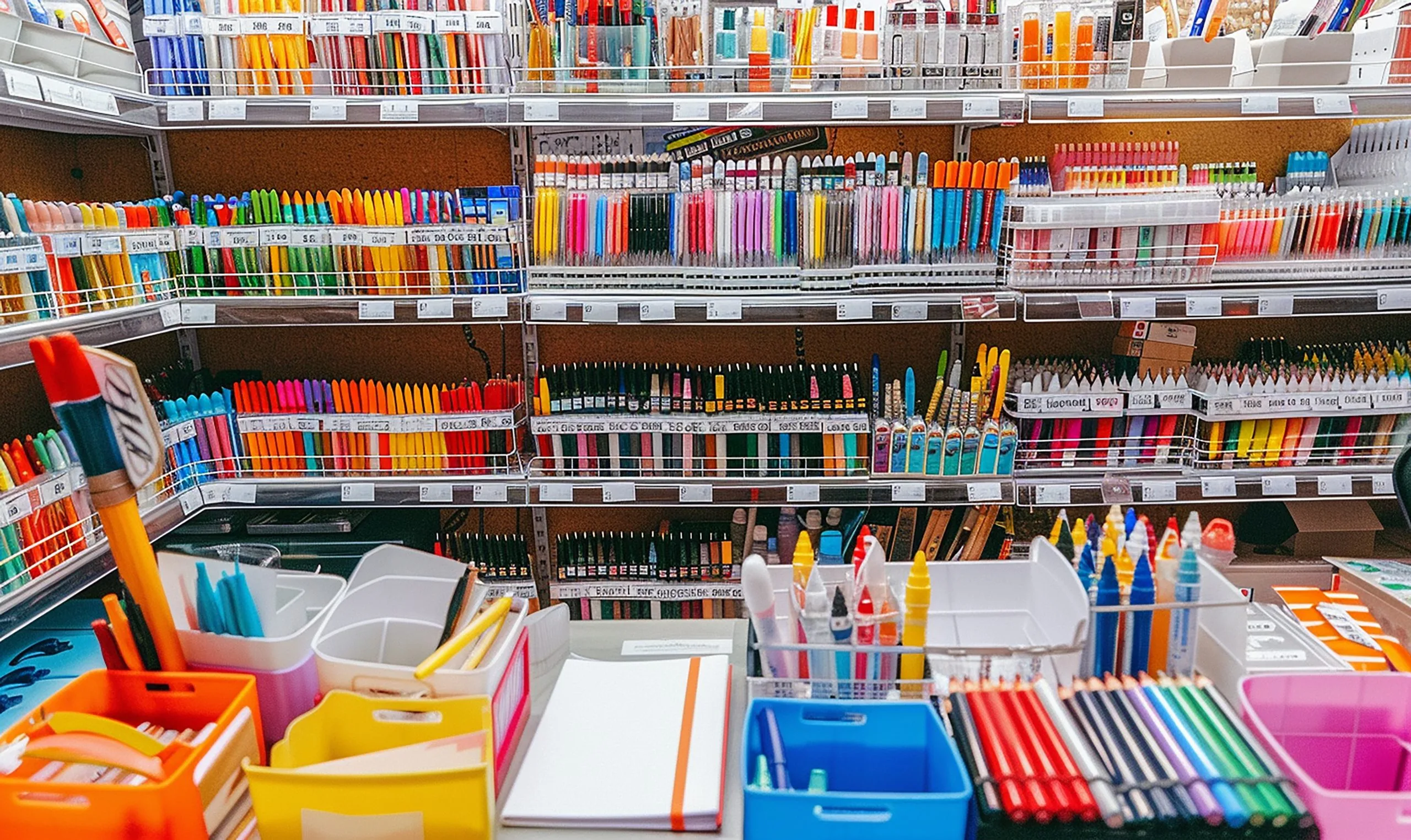 Indonesia Stationary Market Outlook to 2035 shelf-with-lot-different-colored-pencils-markers-scaled