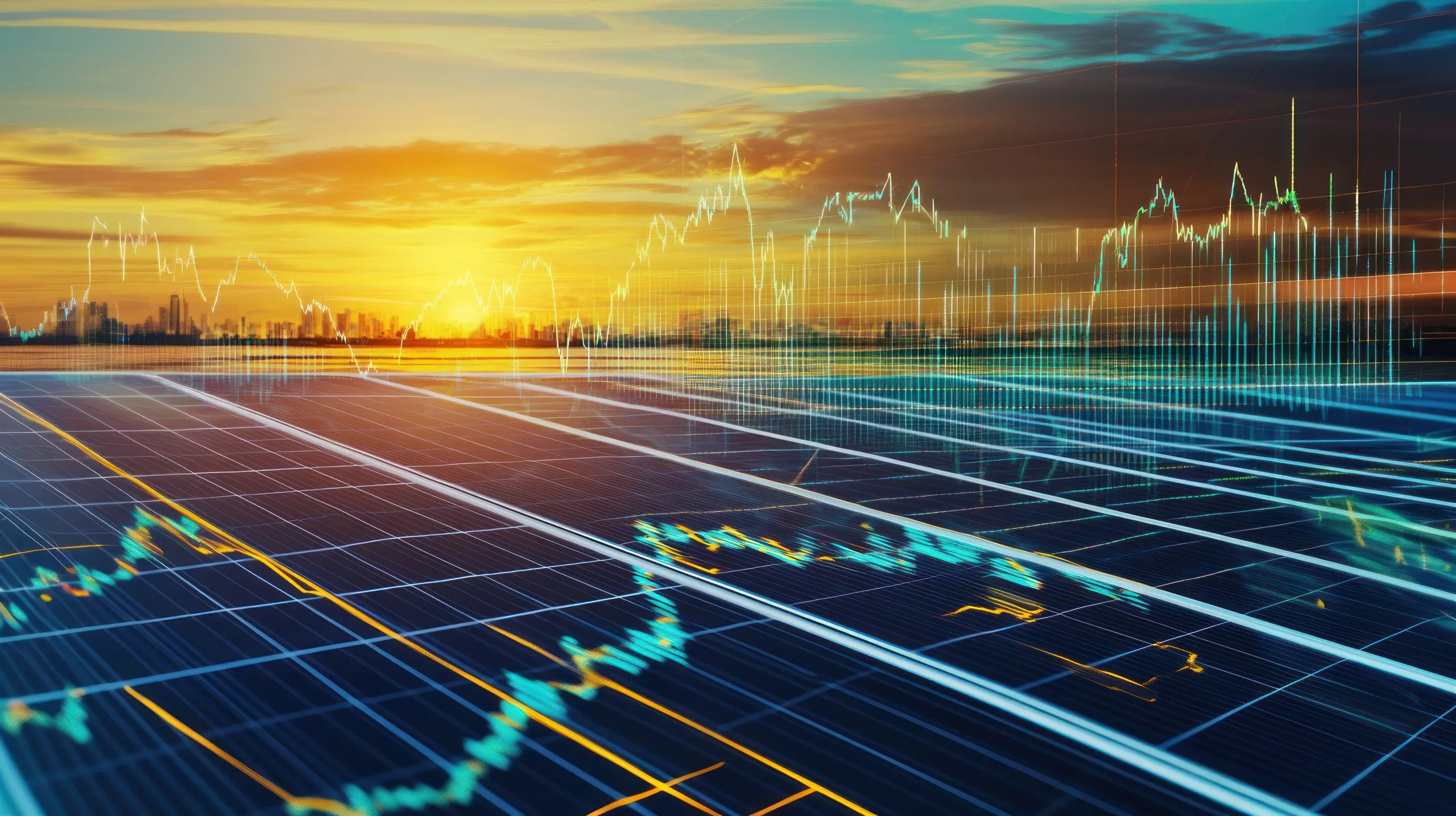 India Renewable Energy Market Outlook to 2035 solar-panels-with-stock-market-graph-front-sunset-sky-combining-renewable-energy-financial-technology-clean-energy-sustainability-innovation-solar-rooftop-scaled