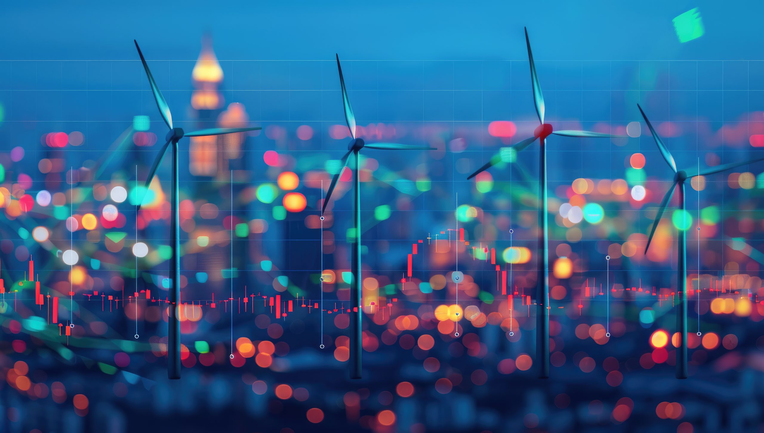 India Wind Energy Market outlook to 2035 stock-market-graph-with-wind-turbines-city-lights-background-representing-green-energy-solutions-pulp-paper-industry-scaled