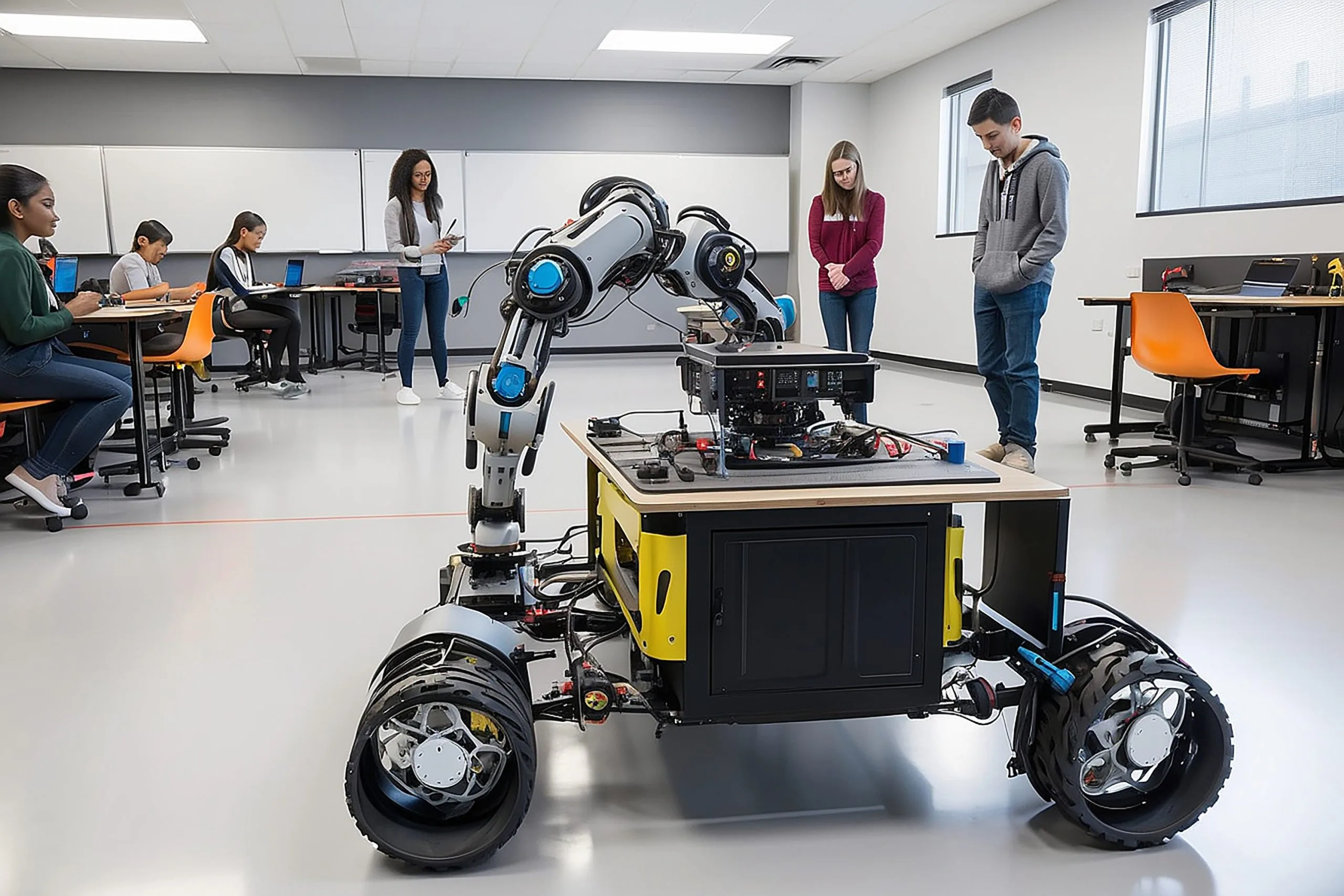 Philippines Robotics Market Outlook to 2035 students-collaborating-group-project-with-papers-notebooks-laptops-1-scaled