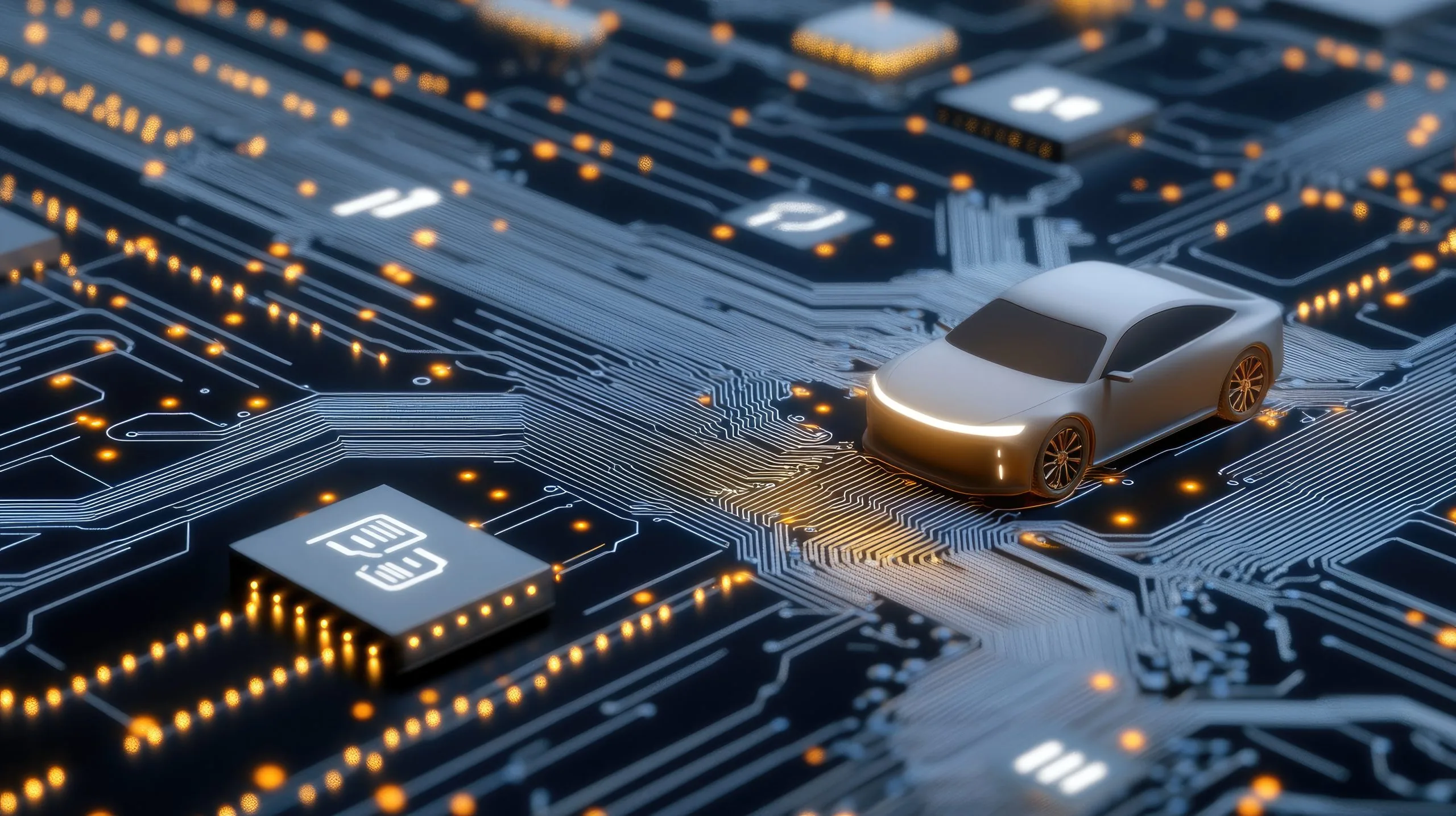 Philippines Automotive Semiconductors Market Outlook 2035 tiny-car-rests-circuit-chip-illuminated-by-glowing-blue-lines-creating-striking-contrast-against-black-background-scaled