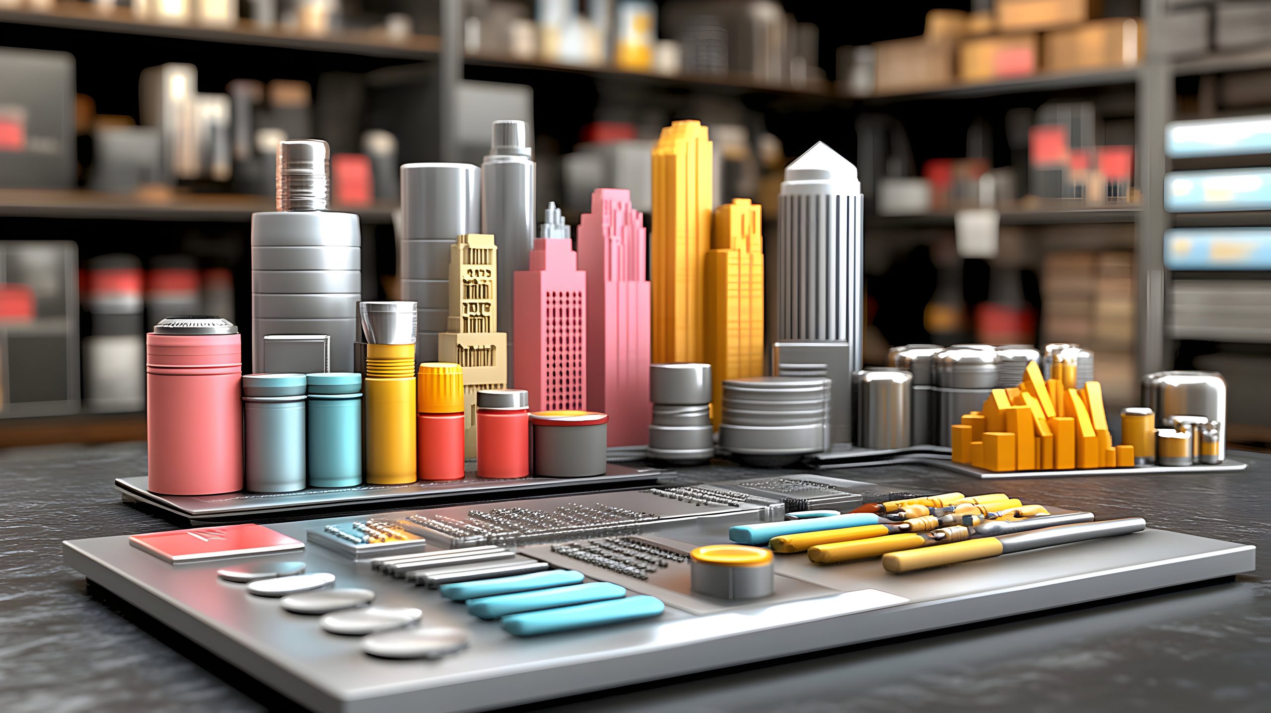 3d-rendered-miniature-cityscape-with-geometric-buildings-industrial-details-metal-surface-scaled