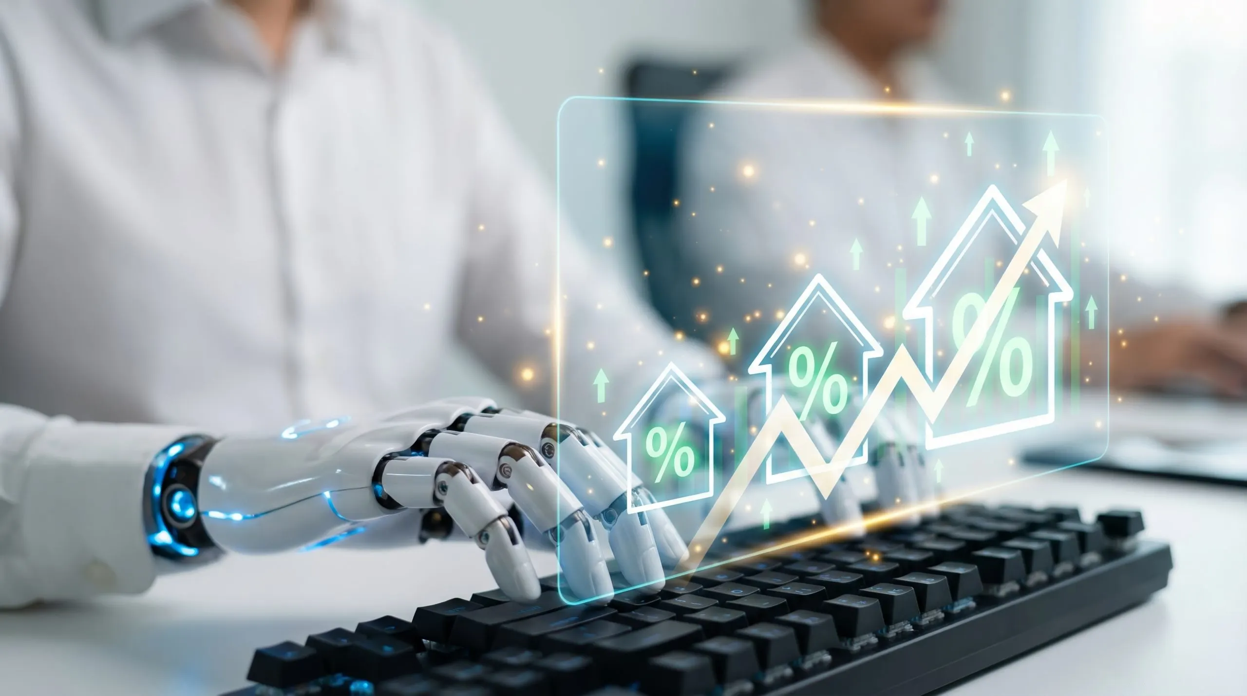 USA Automated Data Analysis Solutions Driving 25% Growth and Efficiency Gains by 2030 ai-robot-analyzing-real-estate-market-trends-with-automated-system-mortgage-rates-housing-investment-growth-scaled