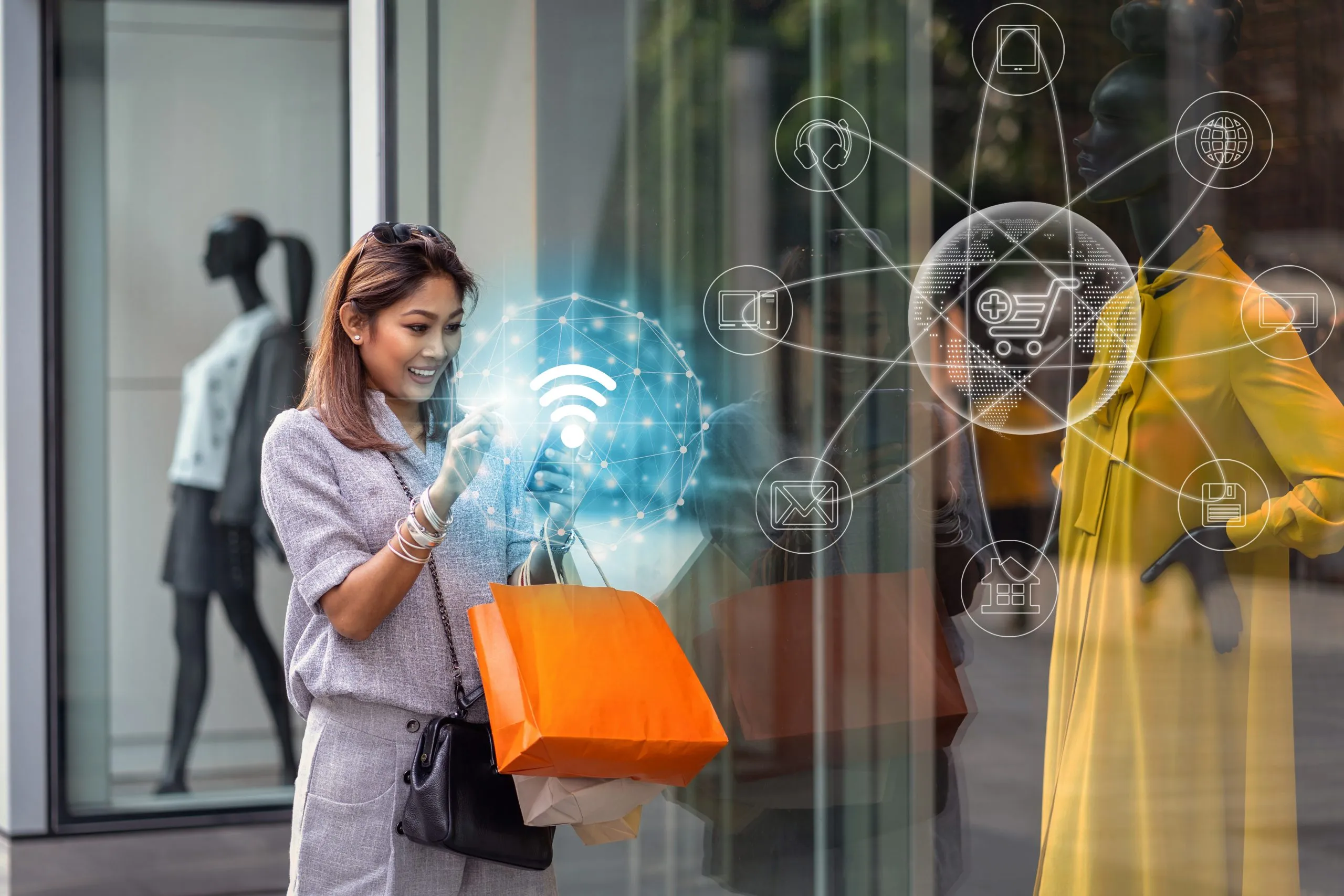 Oman Industrial IoT Market and the Rise of Connected Industries with Global Market Reaching USD 964 Billion in the coming years asian-woman-using-smart-mobile-phone-check-online-shopping-order-is-completed-scaled
