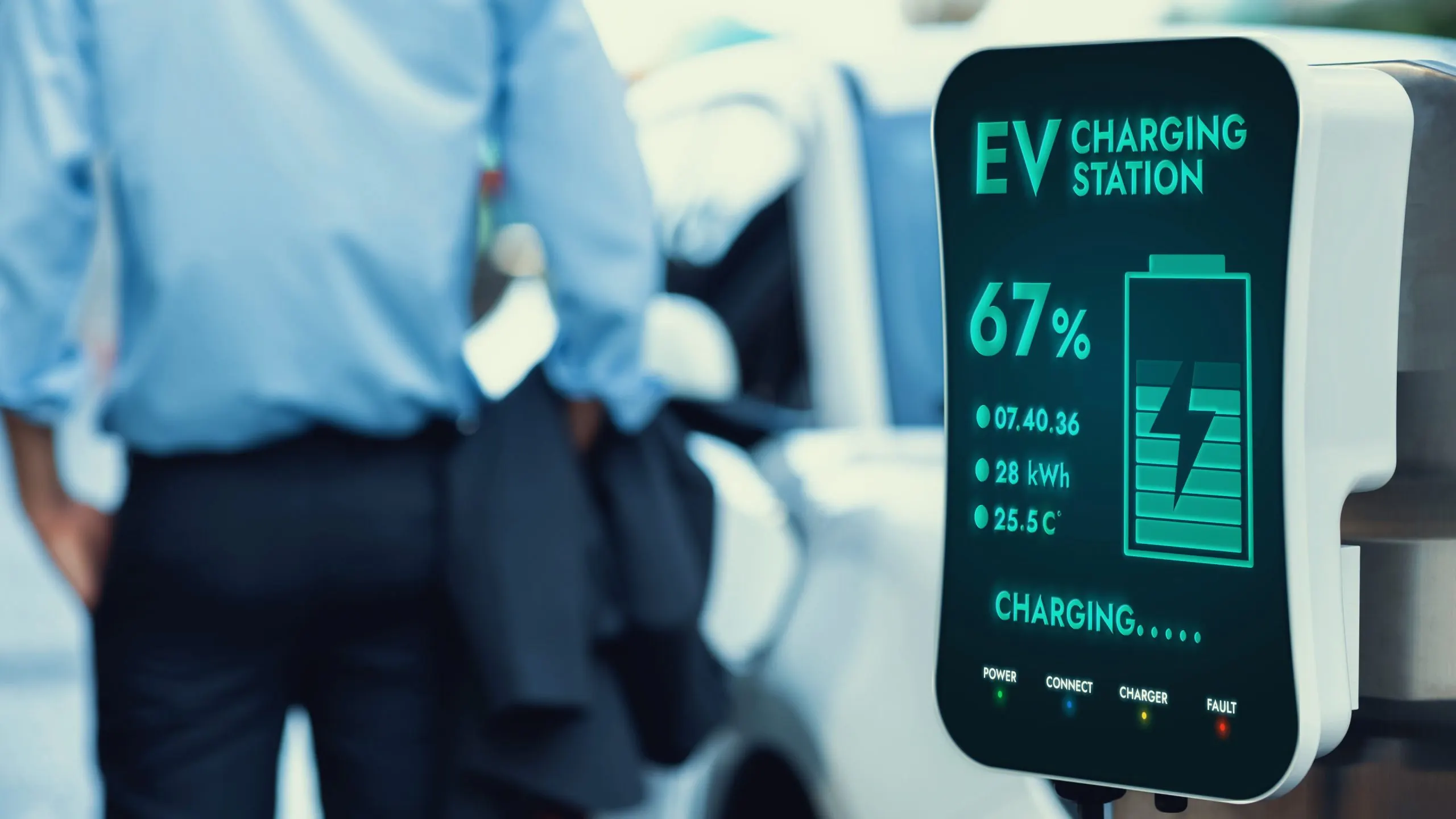 EV Battery Demand in Kenya Market Size Expanding as EV Adoption Jumps by 25% Yearly businessman-recharge-her-electric-car-from-charging-station-peruse-scaled