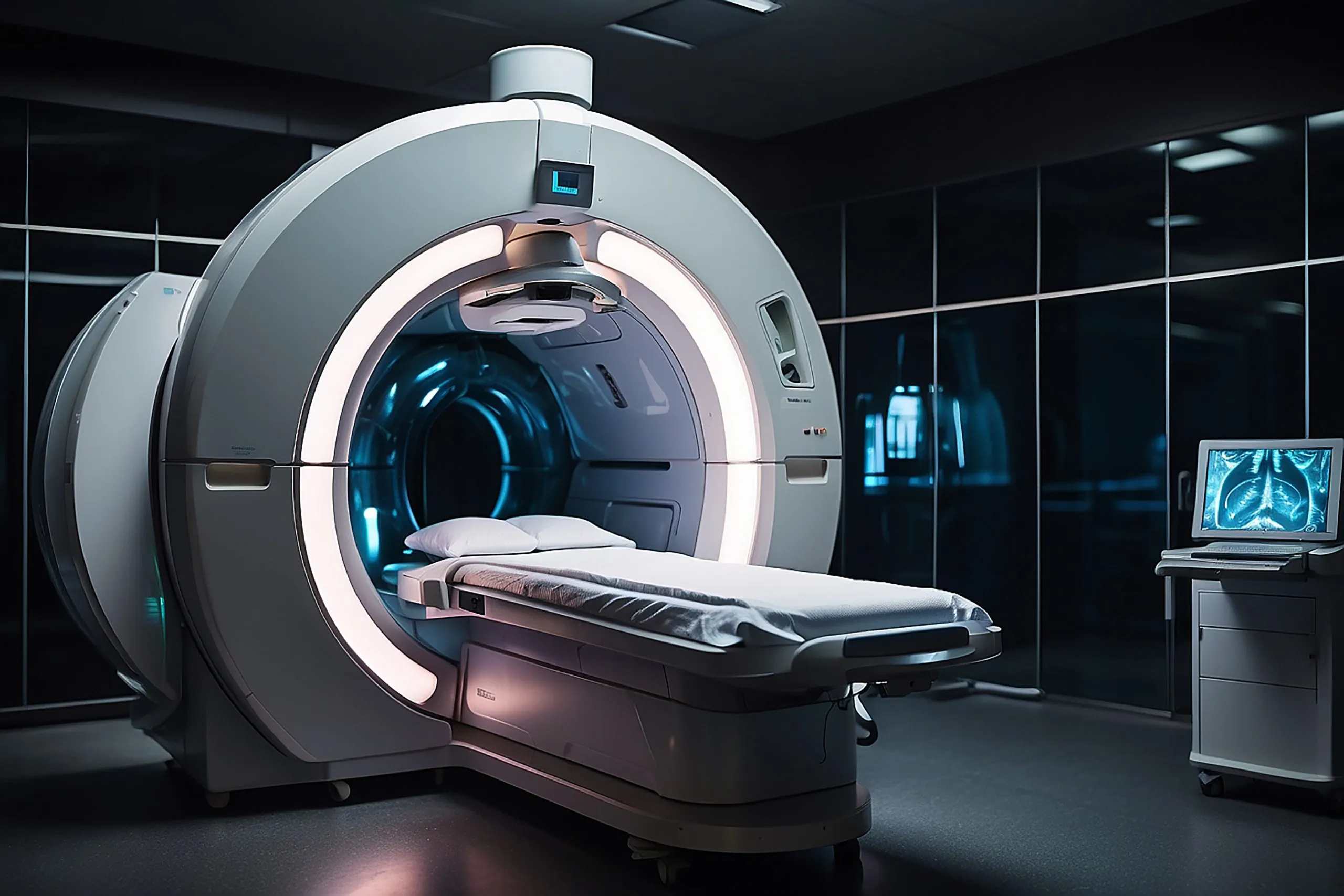 KSA Diagnostic Imaging Equipment (MRI, CT, X-ray, Ultrasound) Market Outlook 2035 close-look-mri-machine-dark-room-scaled