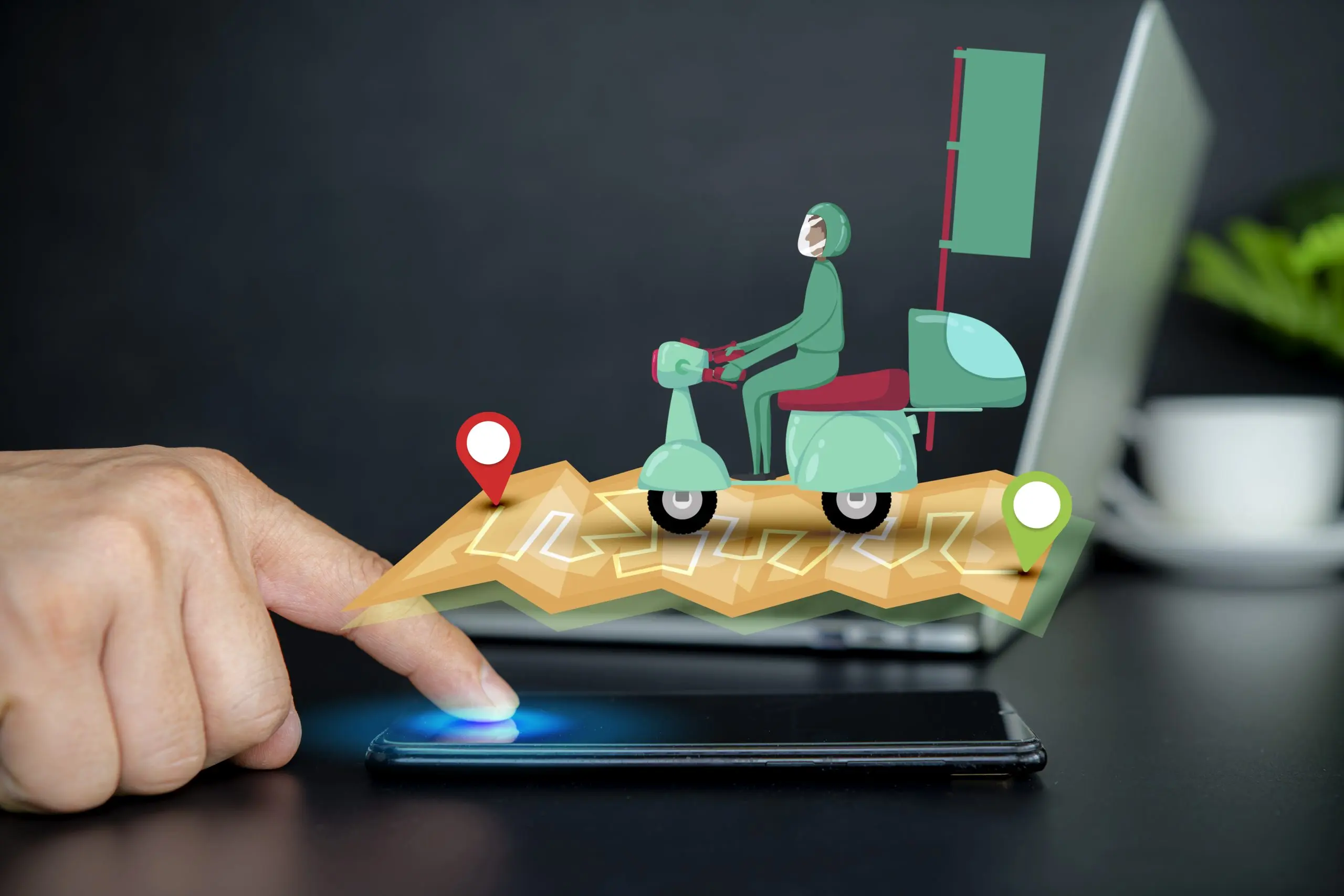 France’s Last‑Mile Delivery Market Key Drivers and Growth Opportunities with Parcel Volumes Set to Grow Over 7% Annually free-fast-delivery-service-by-scooter-courier-delivers-food-order-hand-hold-phone-with-mobile-app-scaled