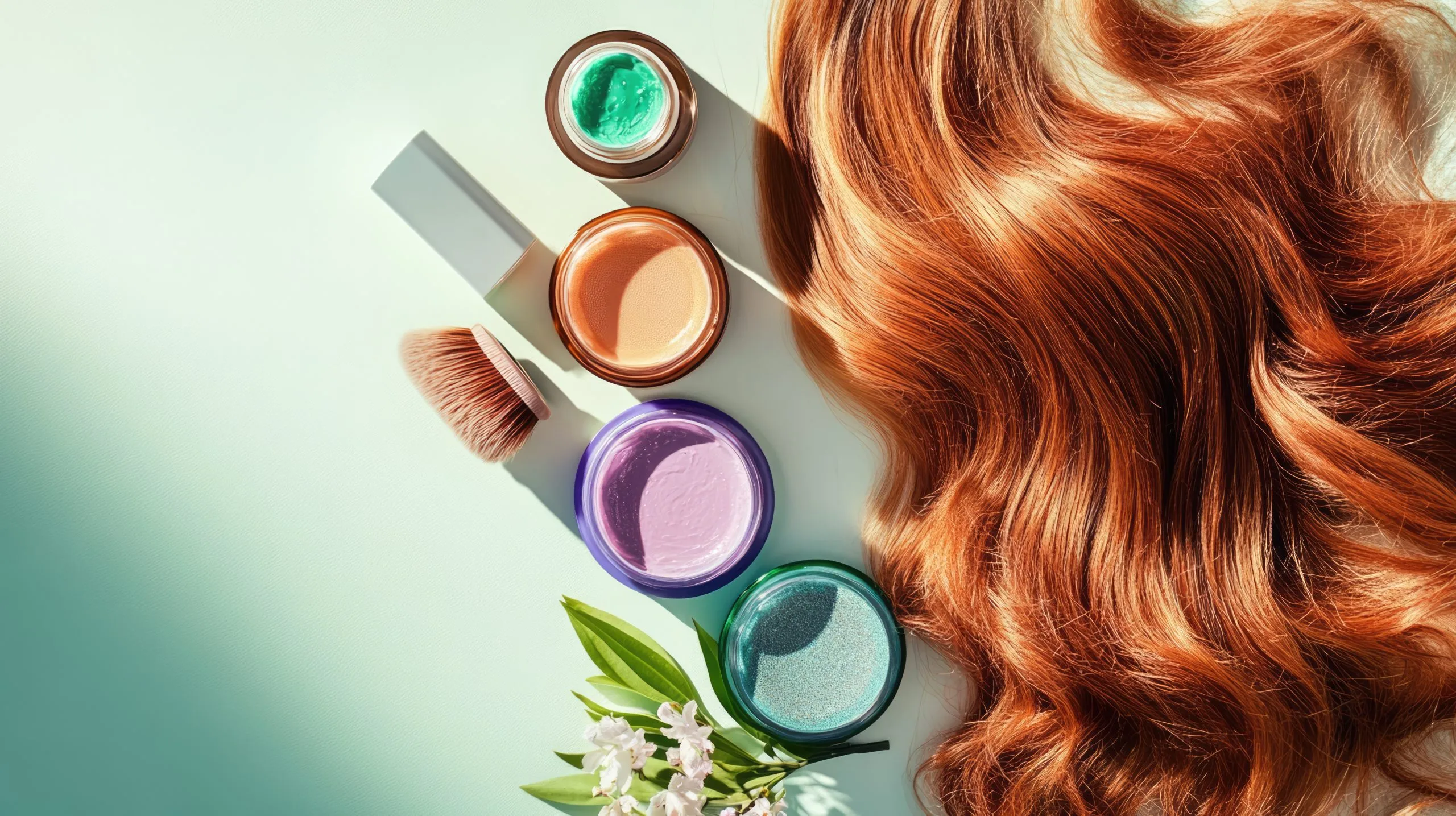 South Africa Hair Loss Treatment Products Market Outlook to 2035 hair-care-products-long-red-hair-mint-green-background-scaled
