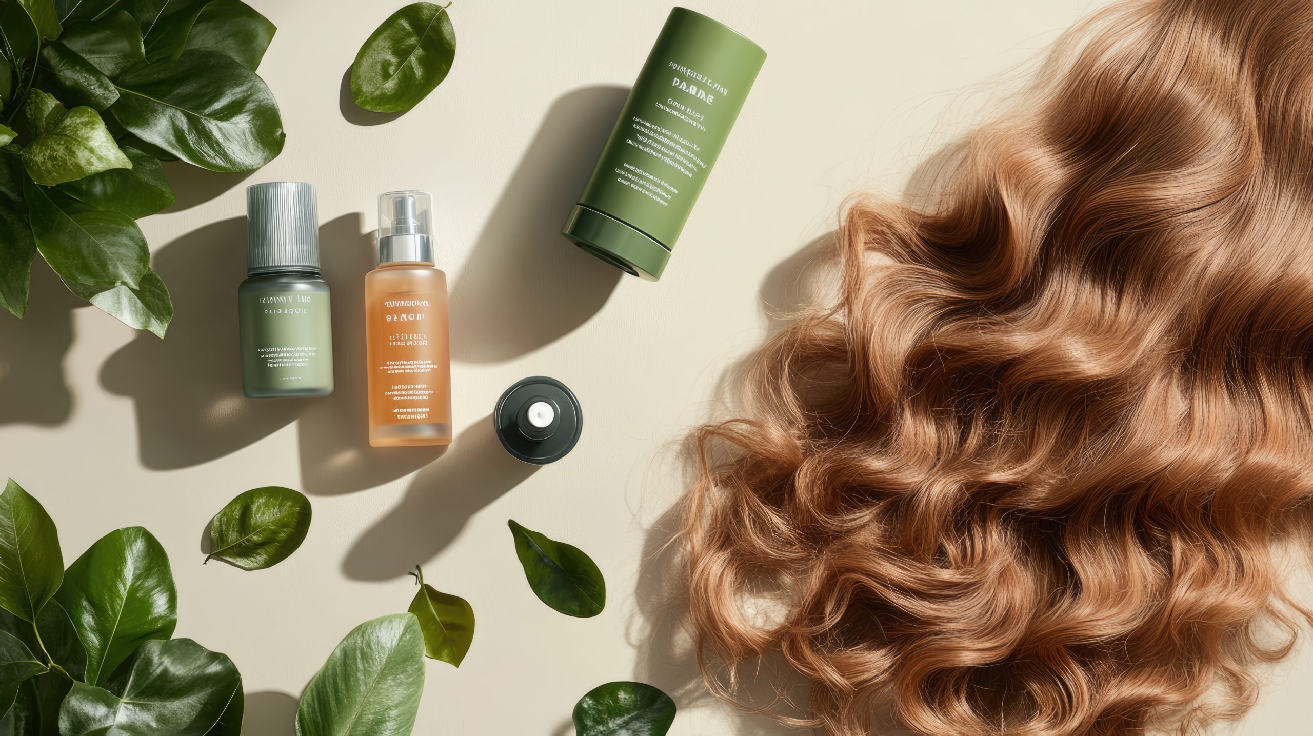 hair-care-products-with-green-leaves-long-brown-hair-scaled