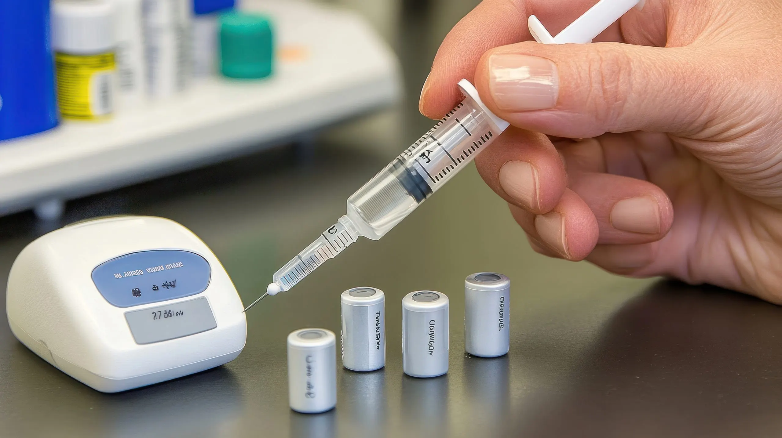 USA Biosimilar Insulin Market Outlook 2035 hand-injecting-liquid-into-small-cylindrical-batteries-scaled