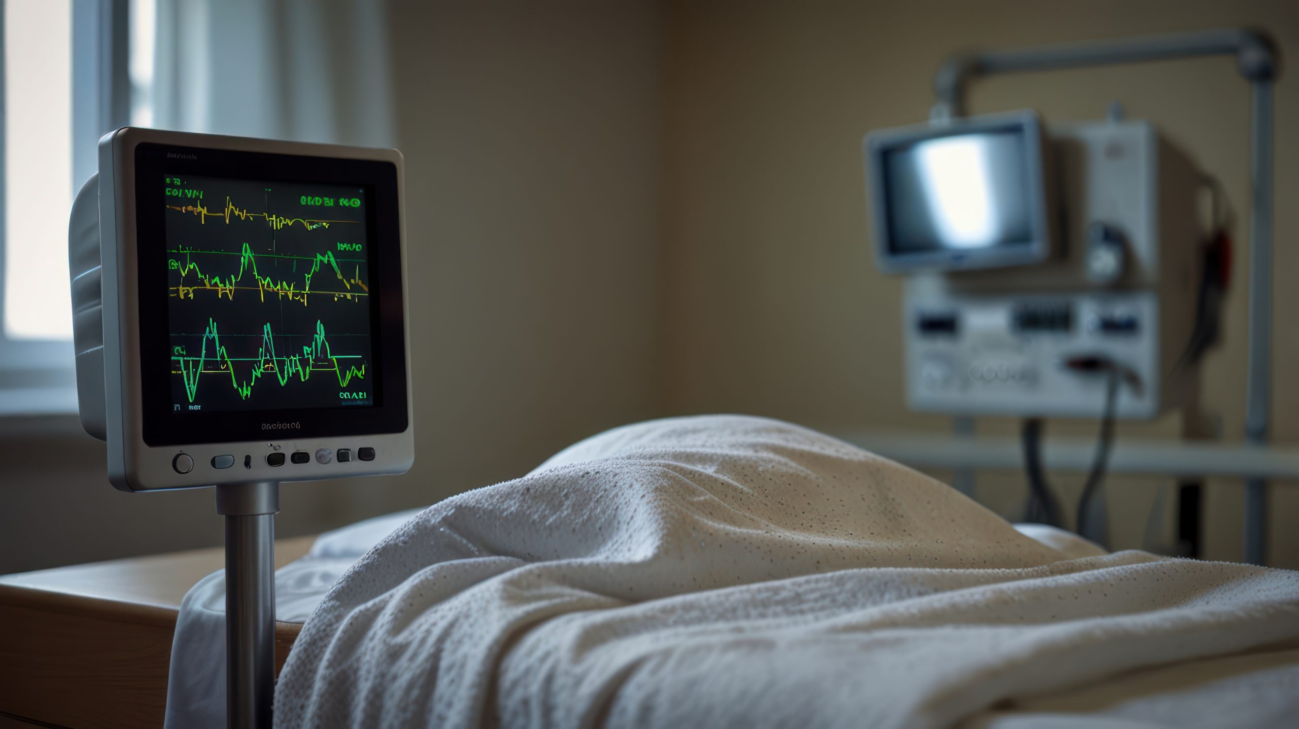 hospital-bed-with-heart-monitor-patient39s-blanket-scaled