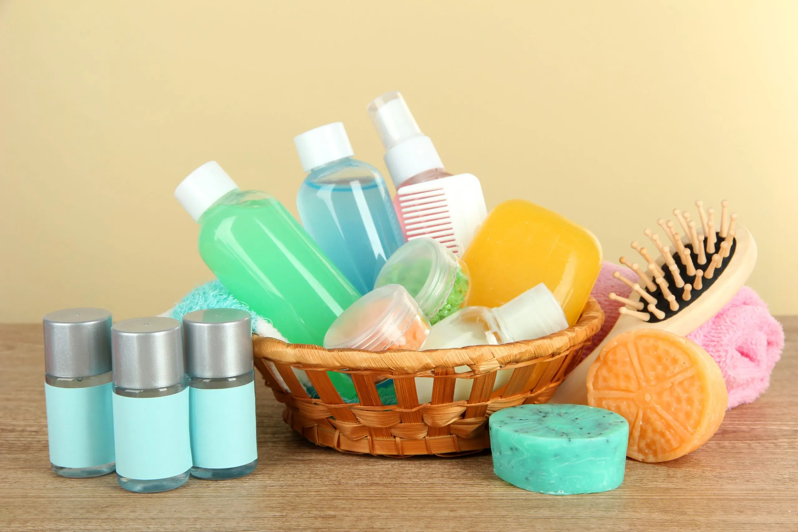 UK beauty and personal care products Market Outlook to 2035 hotel-amenities-kit-table-beige-background-scaled