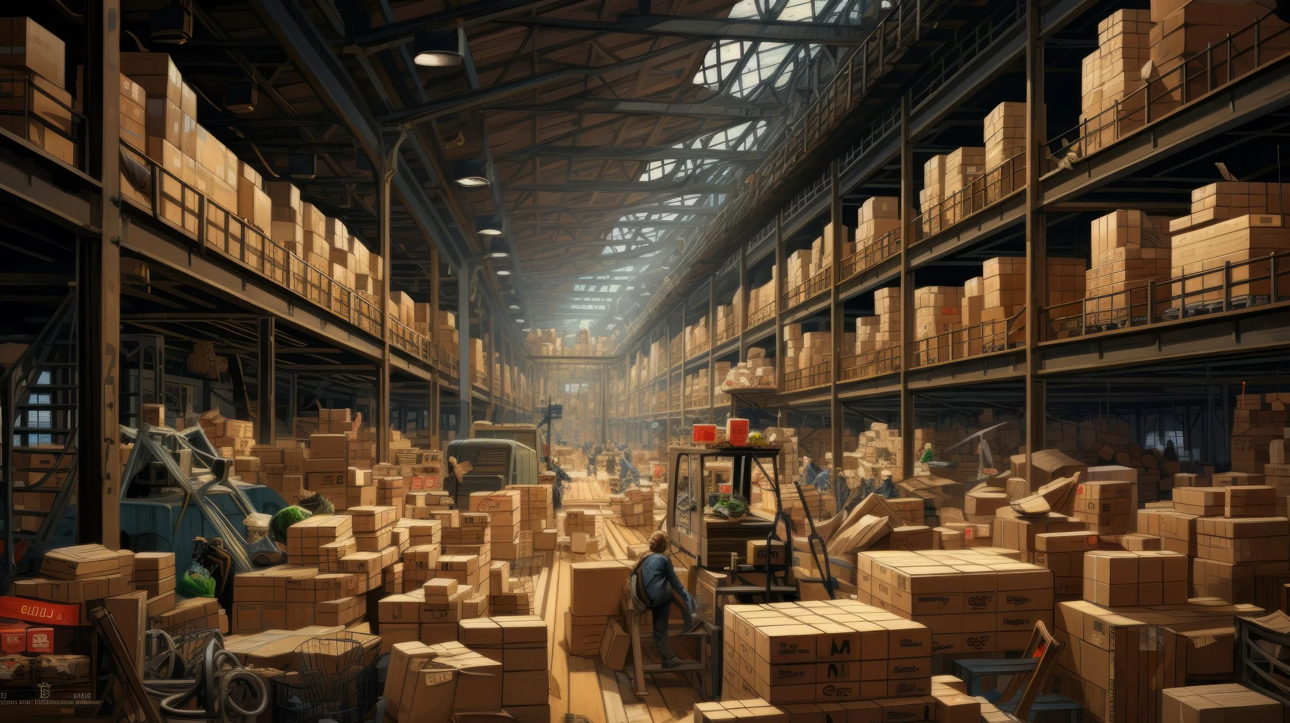 USA Warehousing Market Trends The Role of Automation and E-Commerce in Expanding the $70 Billion Industry interior-modern-warehouse-storage-retail-shop-with-pallet-truck-near-shelves-neural-network-scaled