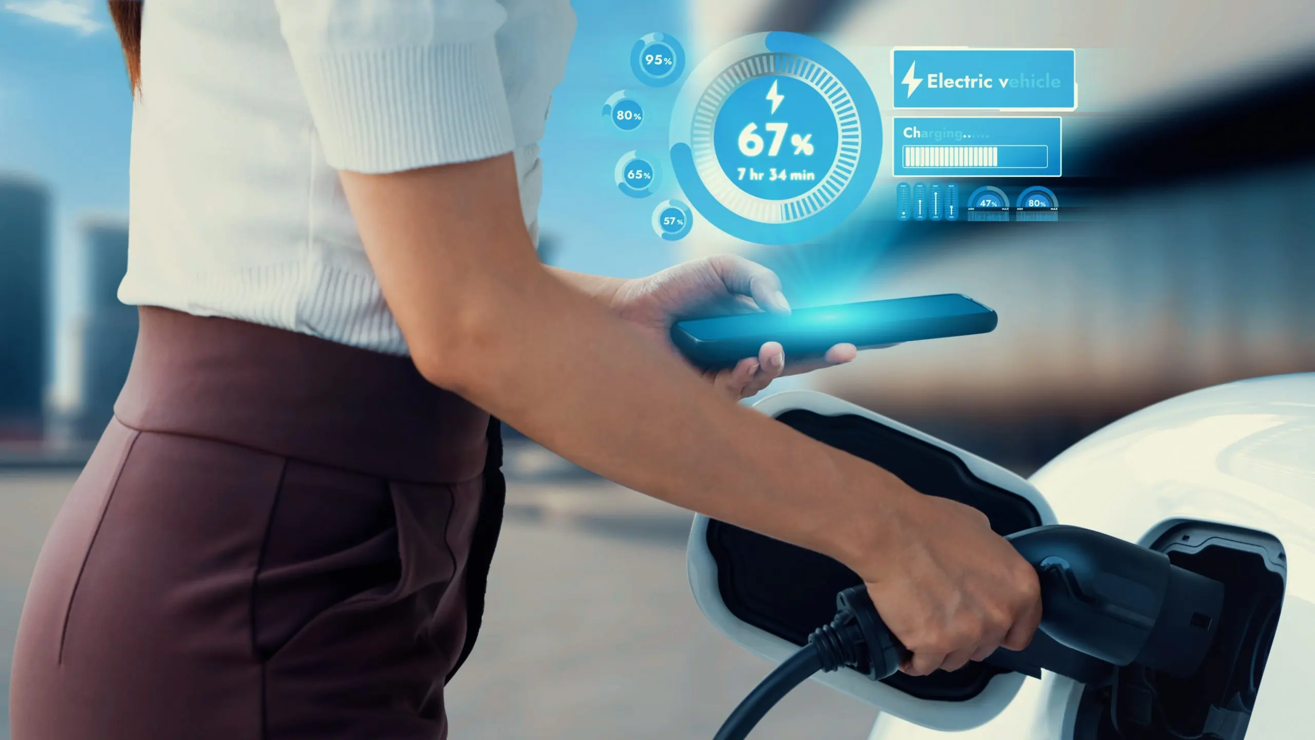 The Rise of EV Battery Management Systems in Australia with EV Registrations Growing by 40% in the upcoming years modern-woman-insert-ev-charger-electric-car-port-peruse-scaled