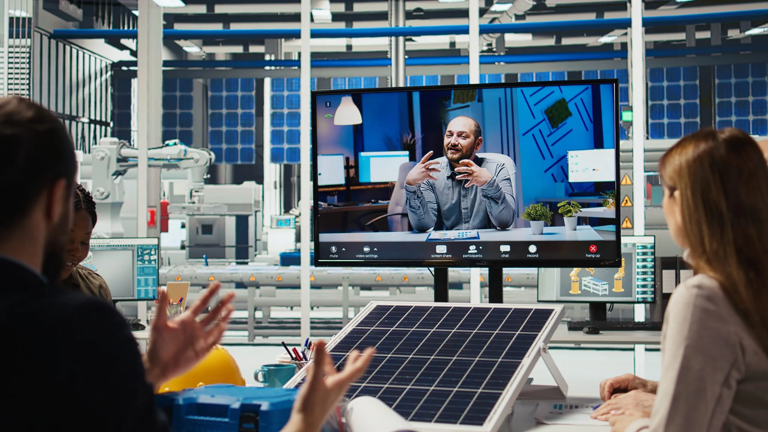 Oman Solar EPC Market Poised for 12 % CAGR Growth with Technological Advancements photovoltaics-plant-researchers-doing-videocall-optimize-energy-production-scaled