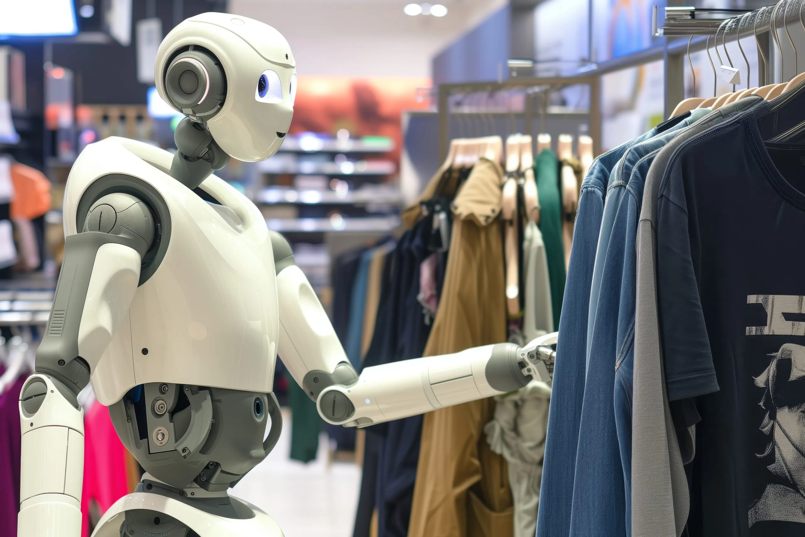 The Rise of Robotics in Qatar and What’s Driving It with USD 150 Million Warehouse Robotics Market Growth robot-fashion-store-checkout-scanning-clothes-scaled