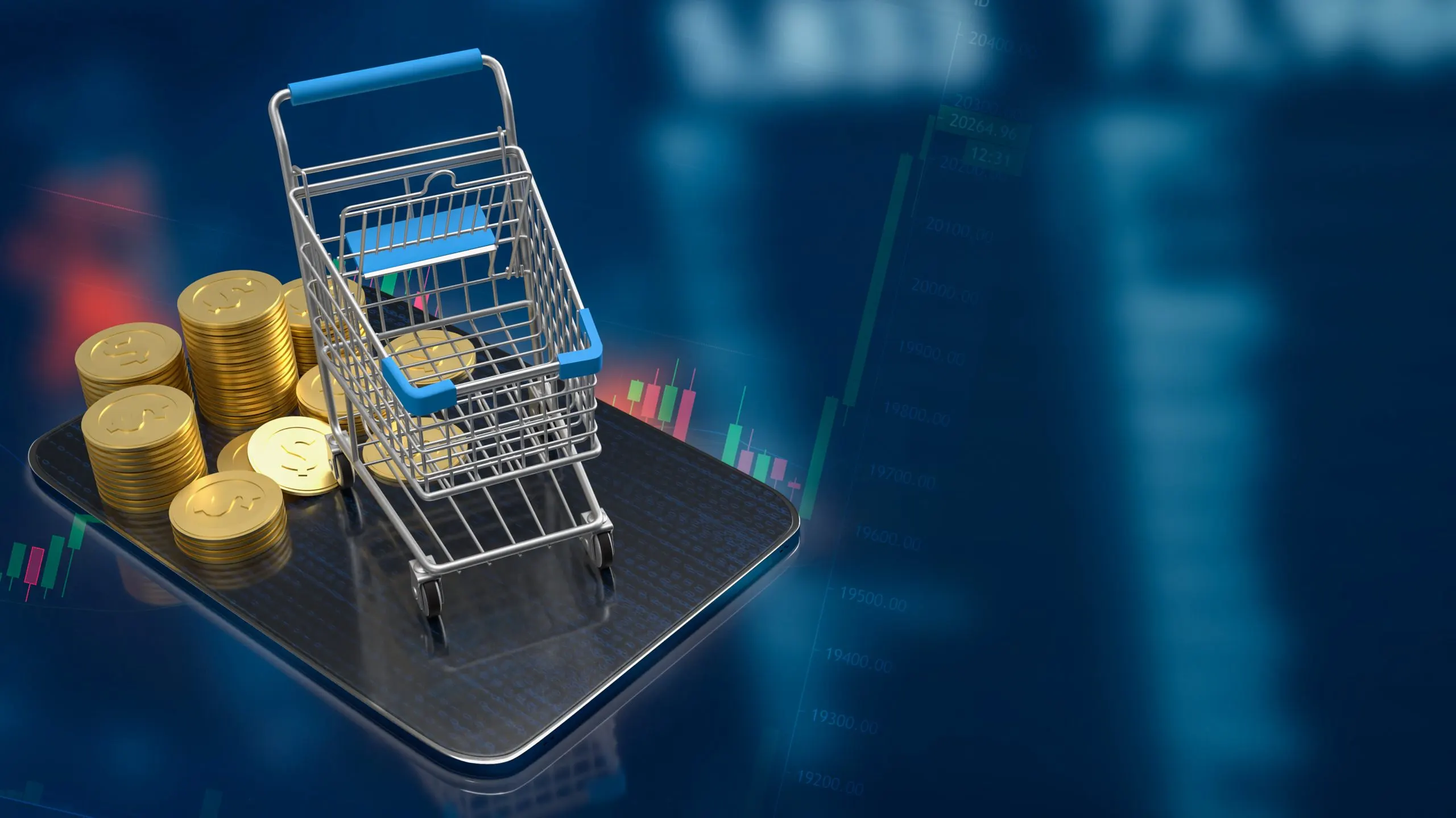 UK CEP Market Insights the Shift Toward Smart Connected Devices with 85% Household Adoption shopping-cart-tablet-business-concept-3d-rendering-scaled
