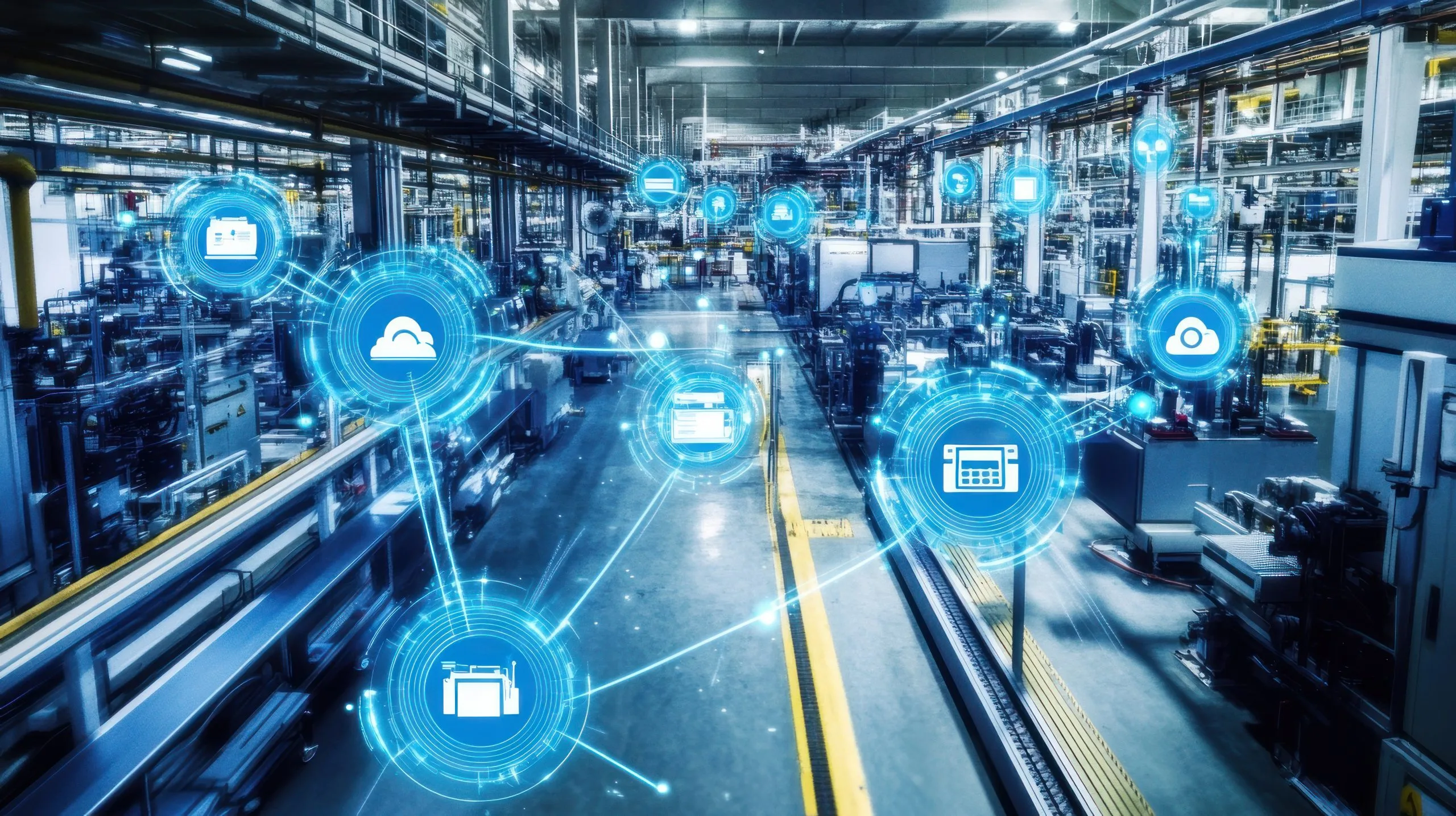 Unlocking the Potential of India Industrial IoT Market with 30% Increase in Smart Factory Adoption smart-factory-automation-digital-overlay-manufacturing-plant-industry-40-production-line-scaled