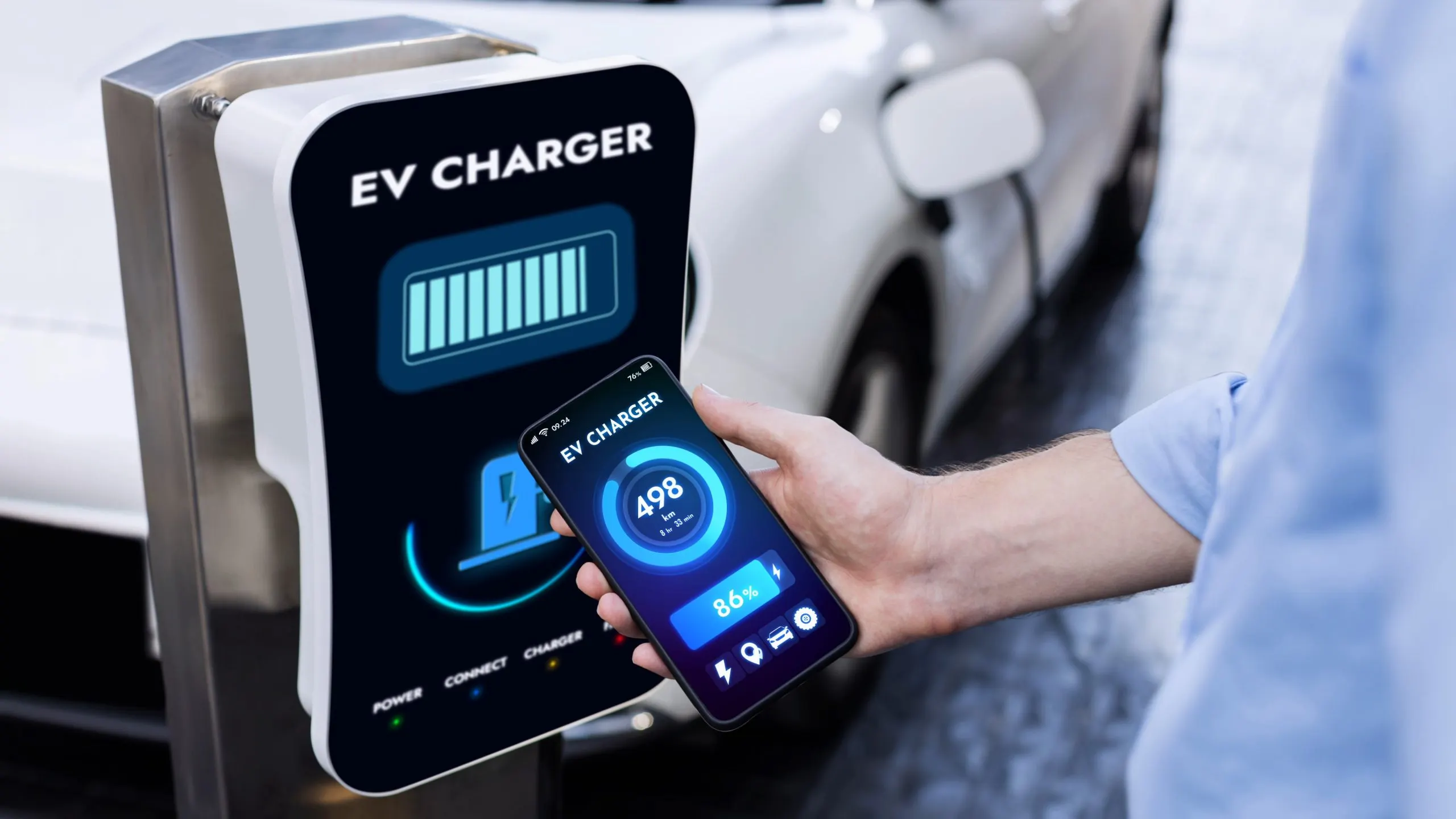 Philippines Wireless EV Charging Systems Market Outlook 2035 smartphone-display-battery-status-interface-by-smart-ev-app-peruse-scaled