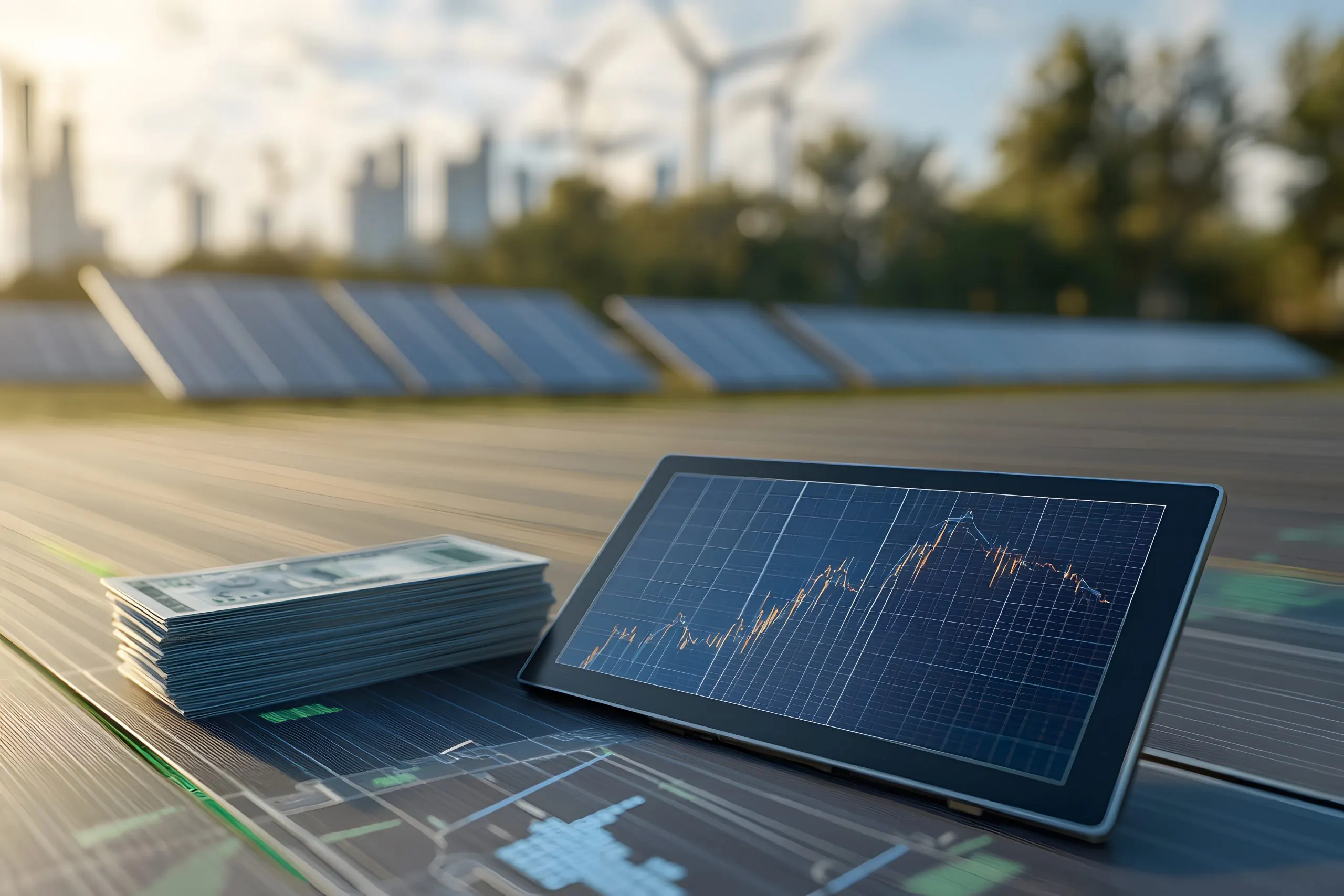 Australia’s Solar EPC Landscape Projected to 25% CAGR growth and 30GW of Installed Capacity tablet-displaying-stock-chart-solar-panel-field-scaled
