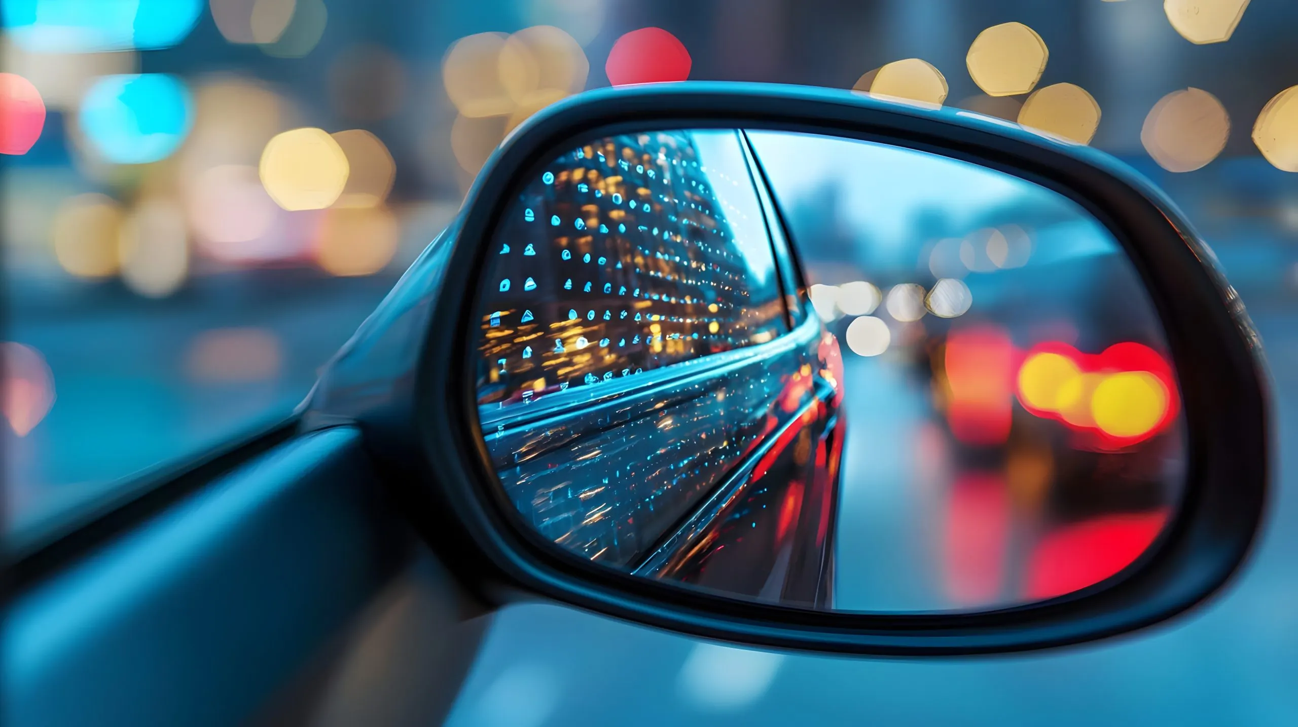 Exploring the USA Automotive Mirrors Market Trends, Innovations, and 5% CAGR Growth Projections wideangle-car-mirror-reflecting-blurred-citytraffic-safety-concept-scaled