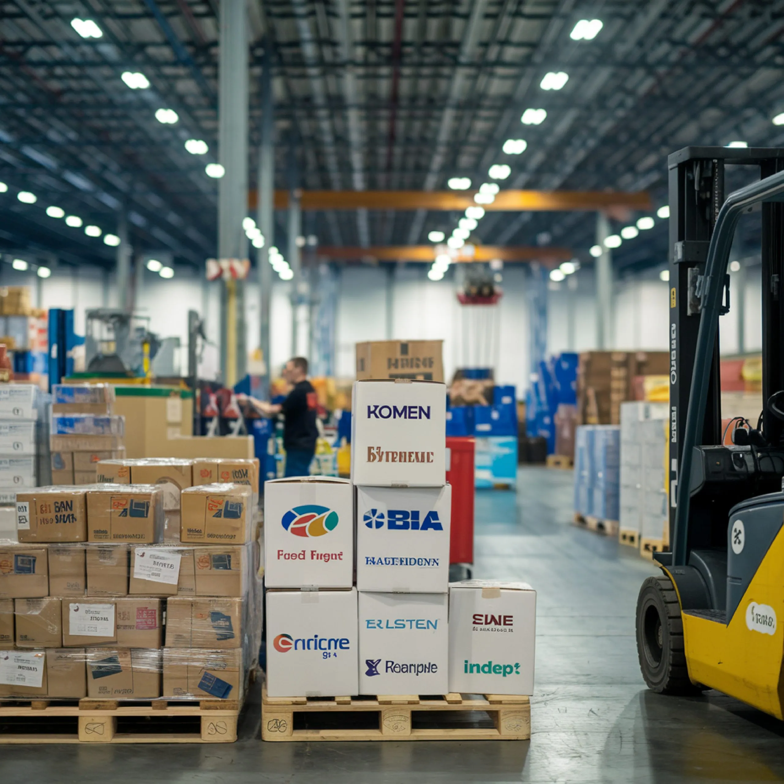 The UK Warehousing Market Navigating Supply Chain Disruptions and New Demands as the Sector Grows to ~USD 109.5B value yellow-black-tractor-is-driving-through-warehouse-scaled