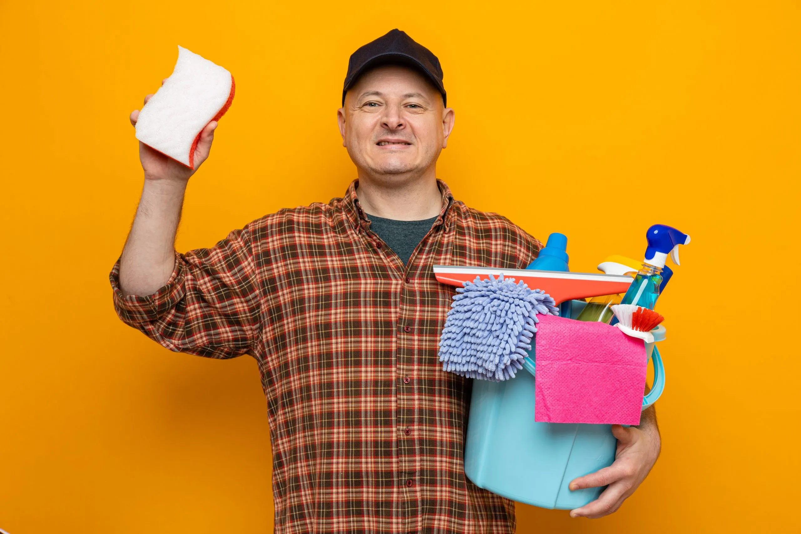 Philippines Household Cleaners Market Outlook to 2035 cleaning-man-plaid-shirt-cap-holding-bucket-with-cleaning-tools-sponge-looking-with-smile-face-scaled
