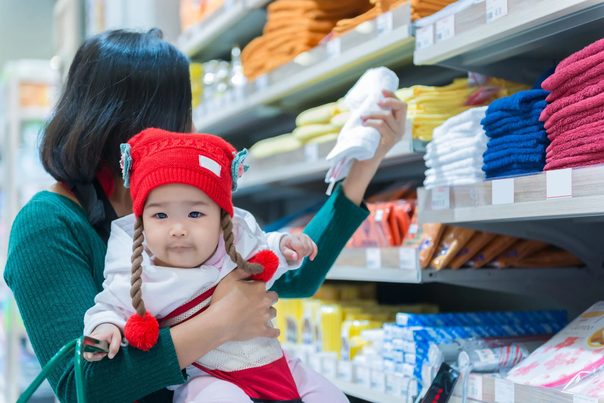 USA Baby Diapers Market Outlook to 2035 mother-baby-shopping-supermarketthai-woman-has-daugther-2-scaled