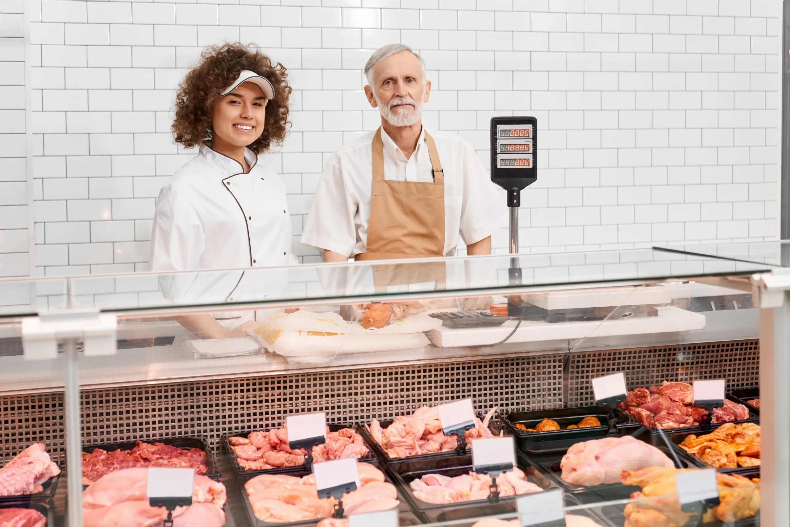 Vietnam Poultry Meat Market Outlook to 2035 shop-workers-posing-counter-5-scaled