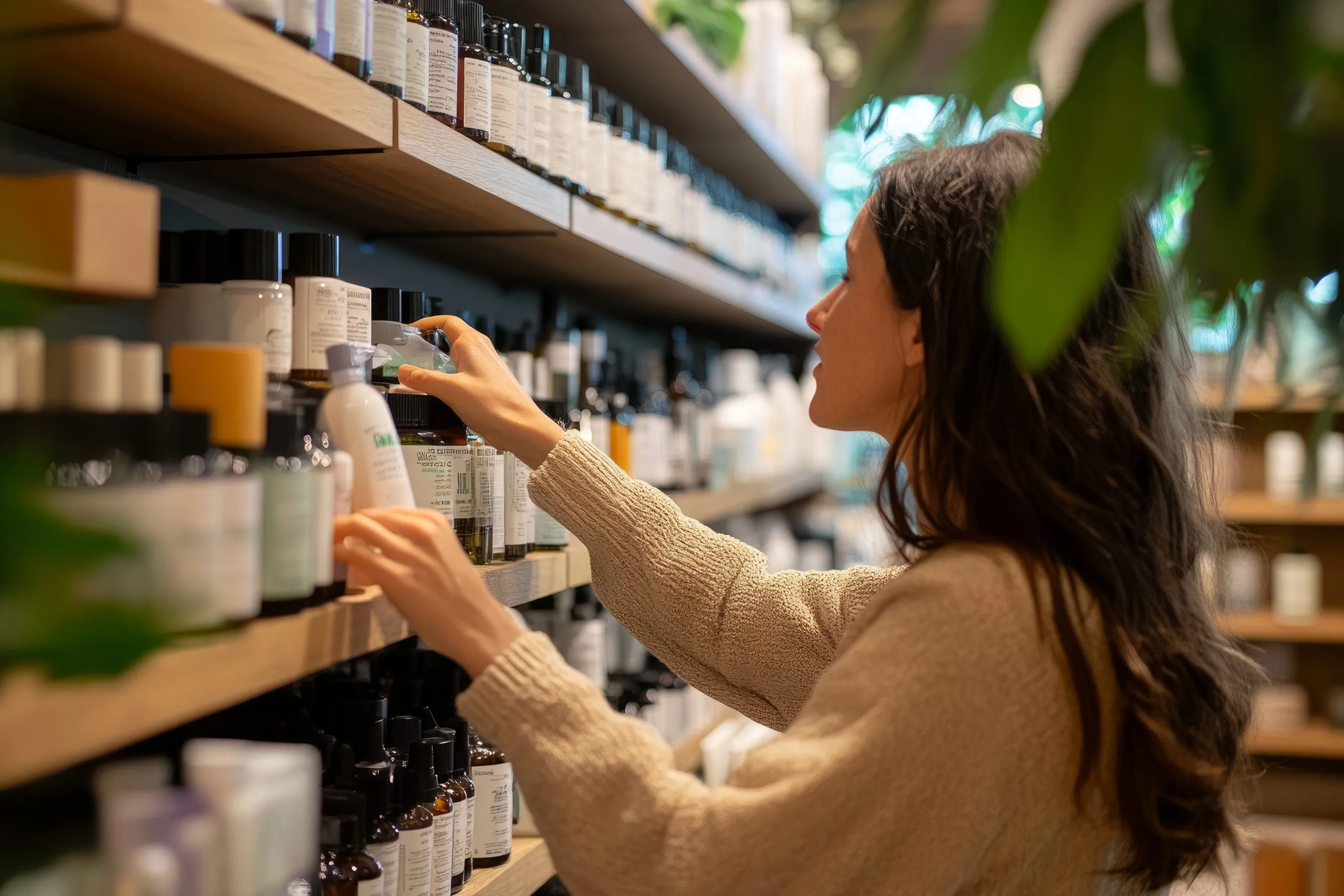 Saudi Arabia Hair Care Market to Grow at 4.99% CAGR value driven by Premium and Natural Products shopper-exploring-various-types-organic-skincare-products-natural-beauty-shop-ar-32-v-61-job-scaled