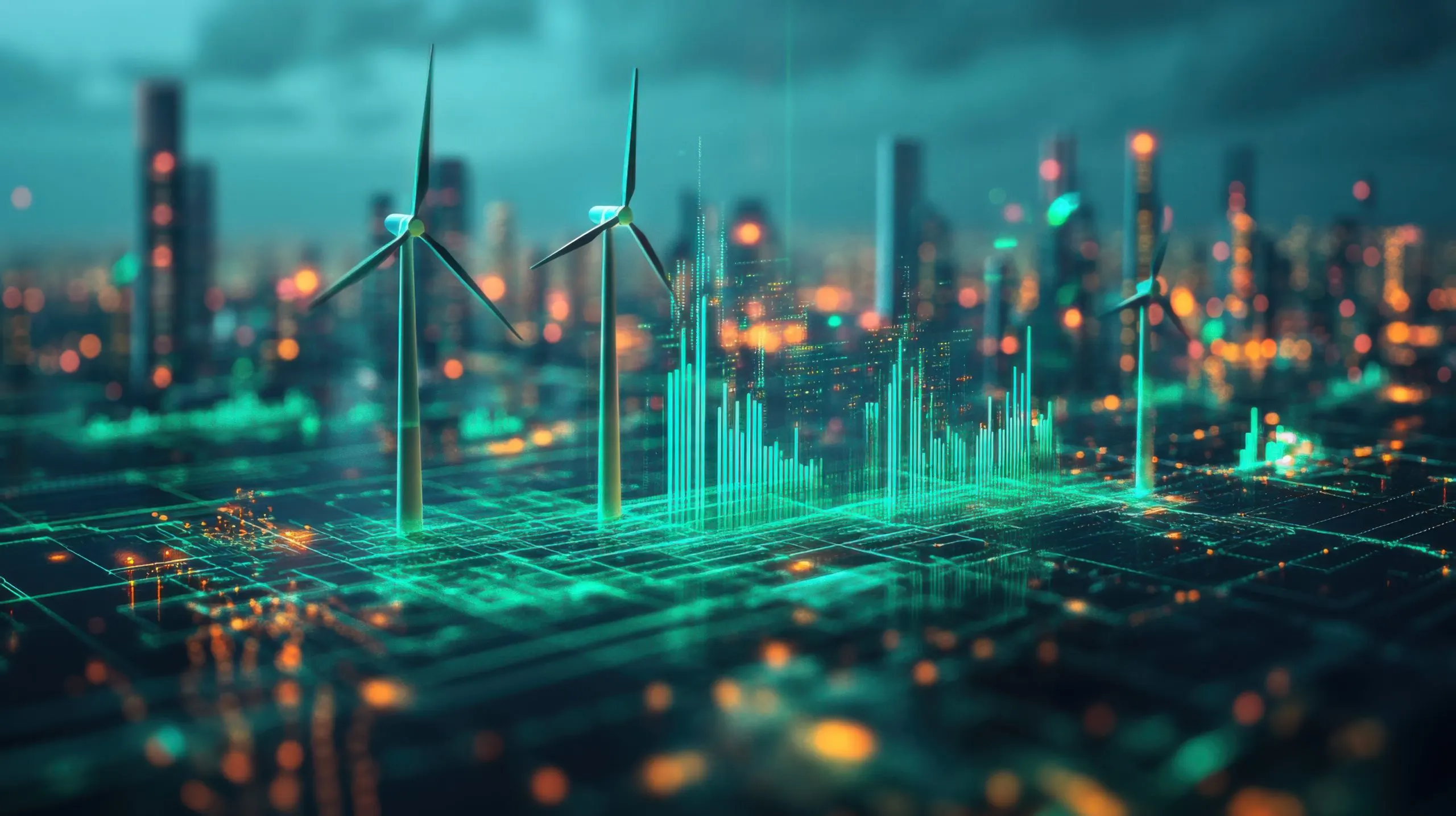 UAE Green Hydrogen Market Trends Driving Clean Energy Investment of AED 150–200 billion in the coming years this-vibrant-digital-landscape-depicts-advanced-analytics-green-energy-stock-market-trends-featuring-wind-turbines-upward-trending-graphs-signaling-growth-sustainability-scaled