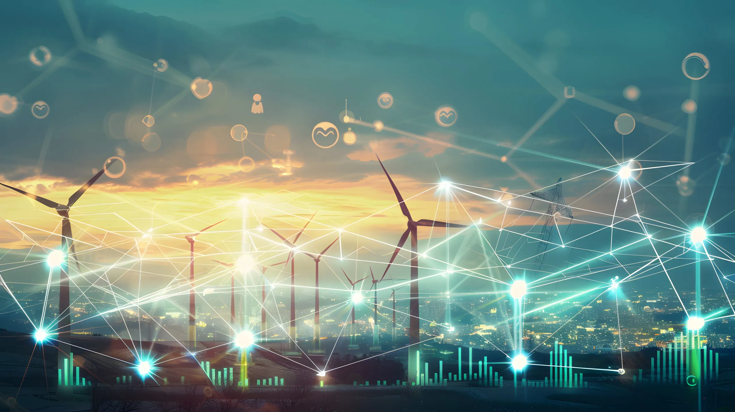 Germany Wind Energy Market Targeting 80 GW in the coming years with 150% Growth Value wind-turbines-generating-renewable-energy-smart-city-with-technology-network-connection-financial-graphs-scaled