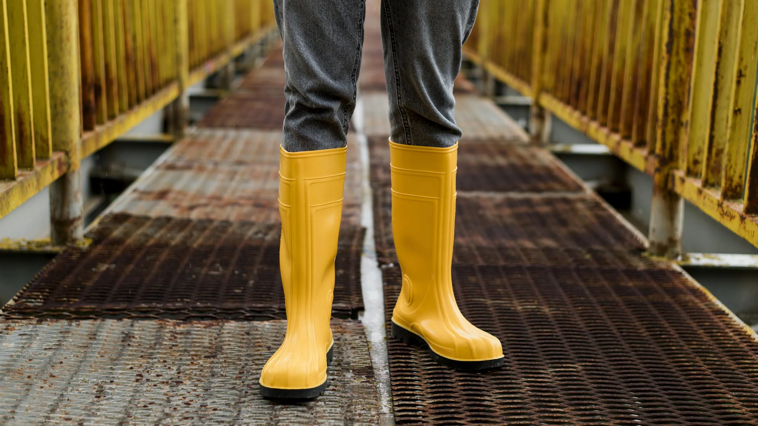 UK Industrial Protective Footwear Market Outlook to 2035 yellow-rain-boots-bridge-scaled