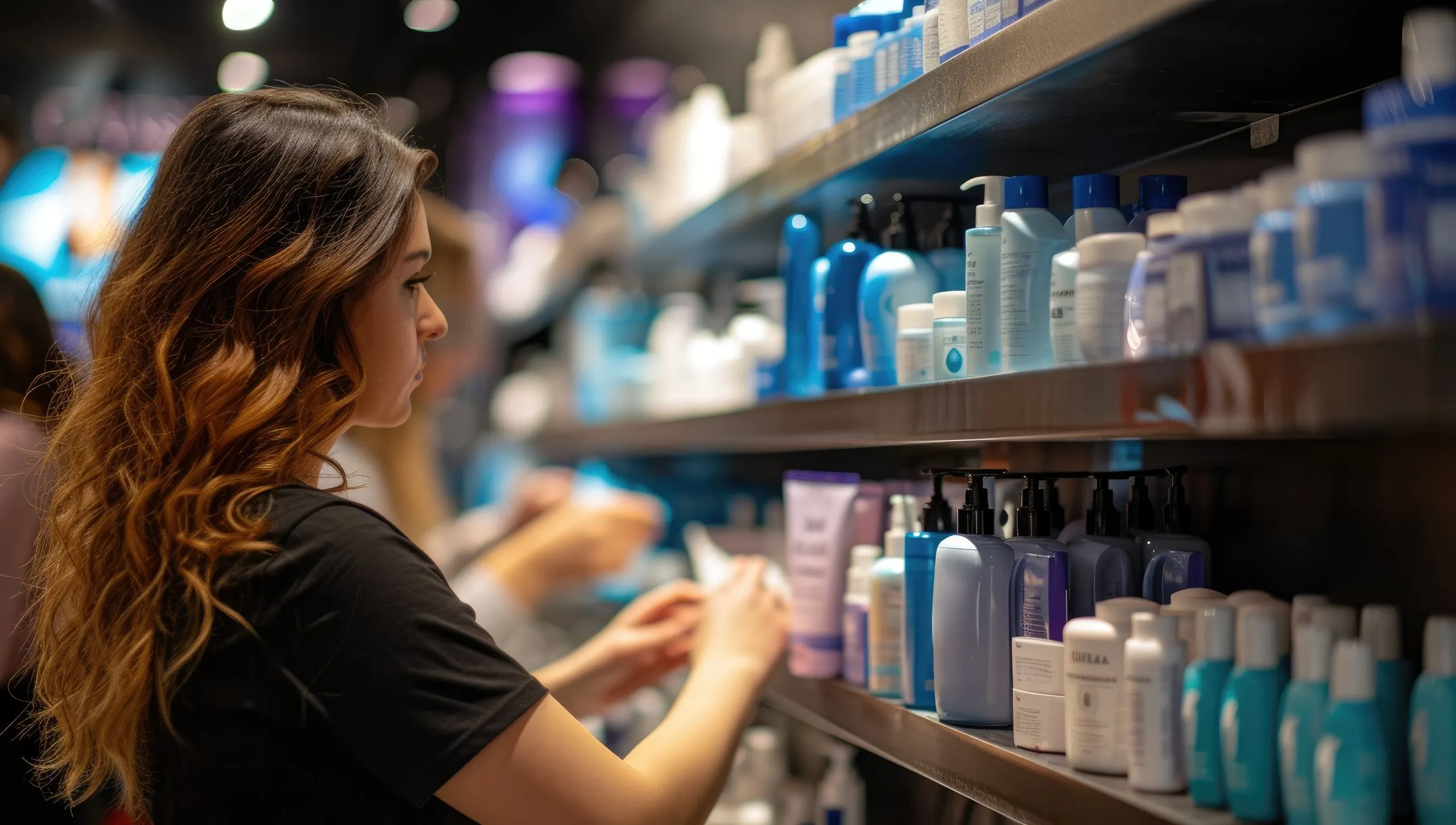 UK Dry Shampoo Market Surpasses £300 Million Driven by Busy Urban Lifestyles adult-woman-choosing-skincare-products-cosmetics-store-scaled