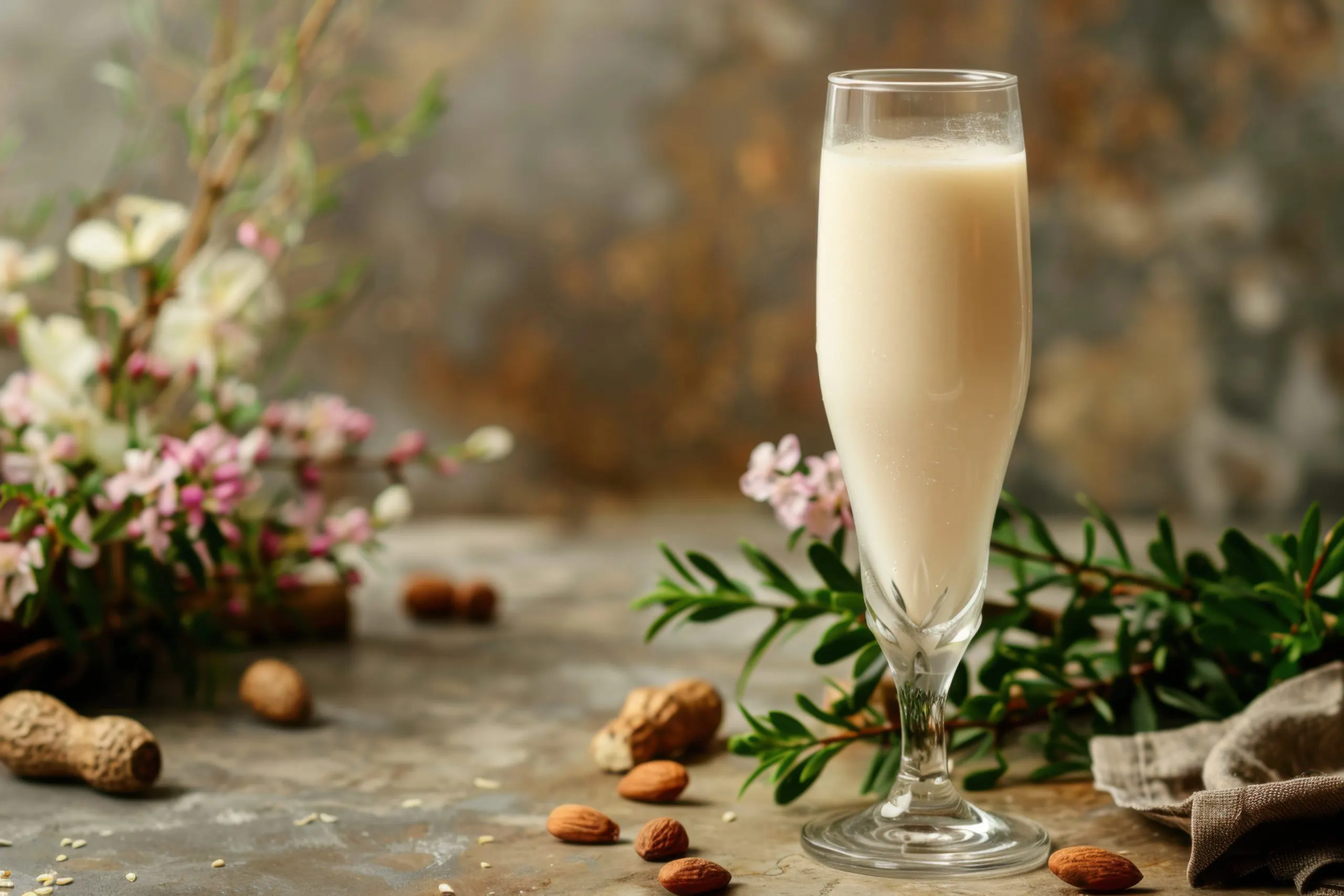 Nigeria Almond Milk Market Outlook to 2035 almond-milk-mimosa-with-almond-milk-champagne-served-flute-glass-plantbased-background-scaled