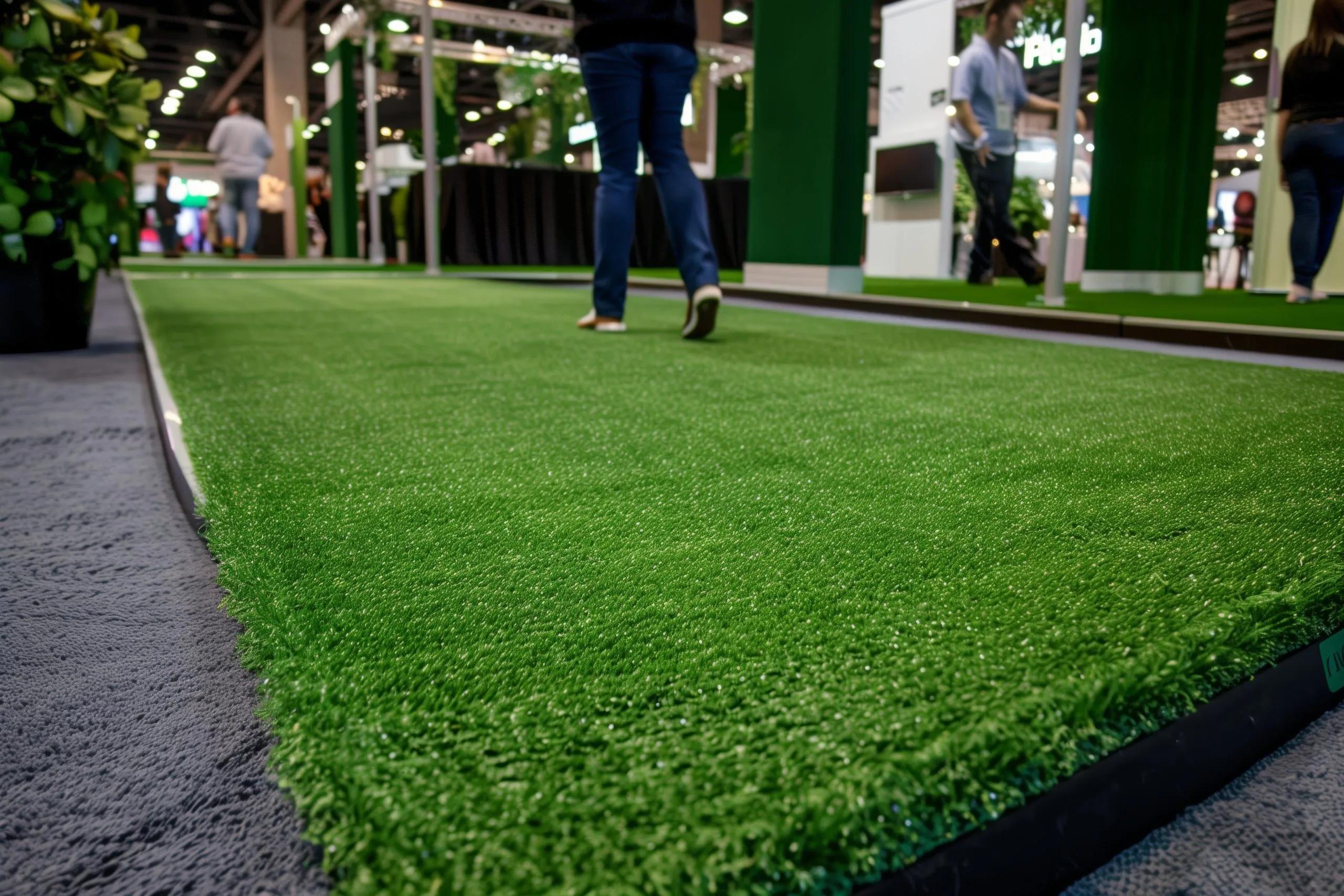 Singapore Artificial Turf Market Gains Momentum as Global Artificial Turf Demand Reaches US$7.27 Billion value artificial-turf-trade-show-booth-with-people-walking-scaled