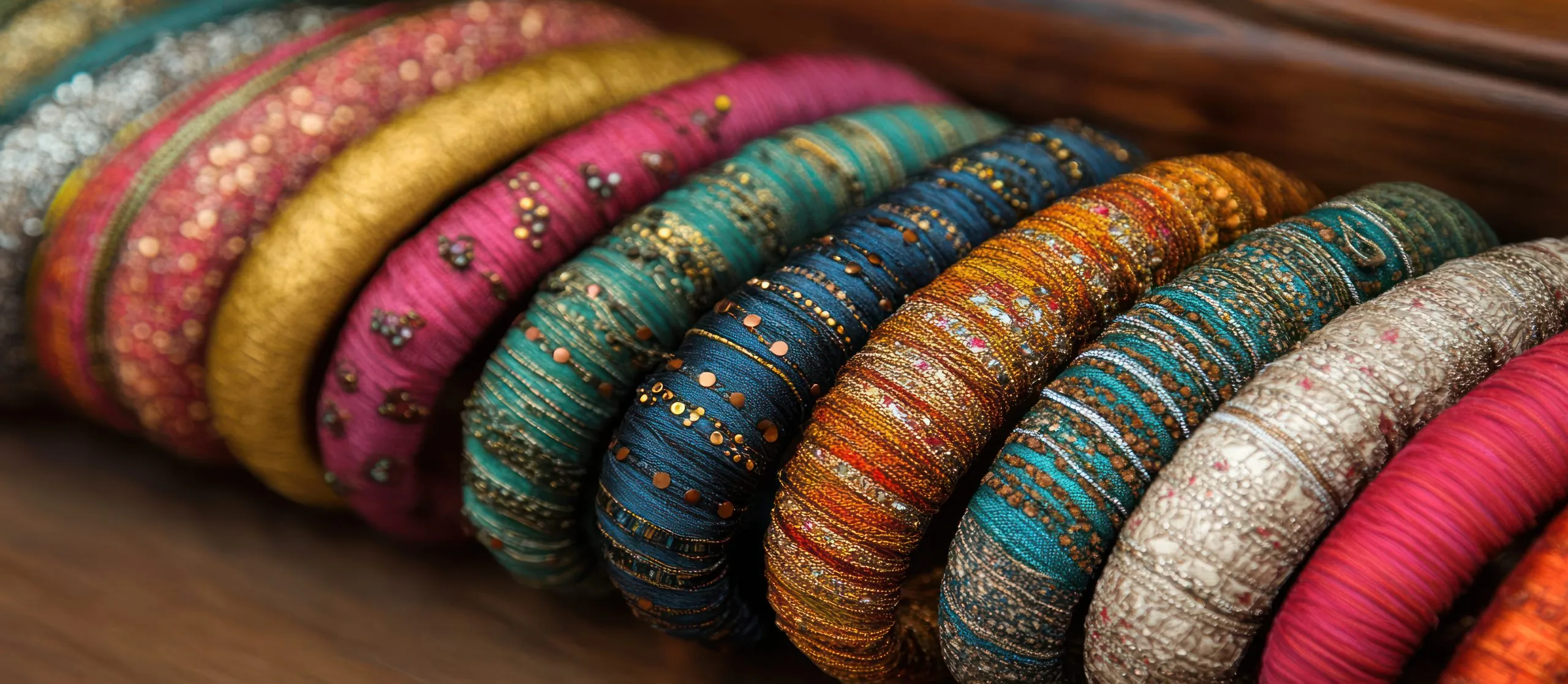 India Fashion Accessories Market Surpasses USD 14 Billion Driven by Rising Urban Demand colorful-embroidered-bangles-display-scaled