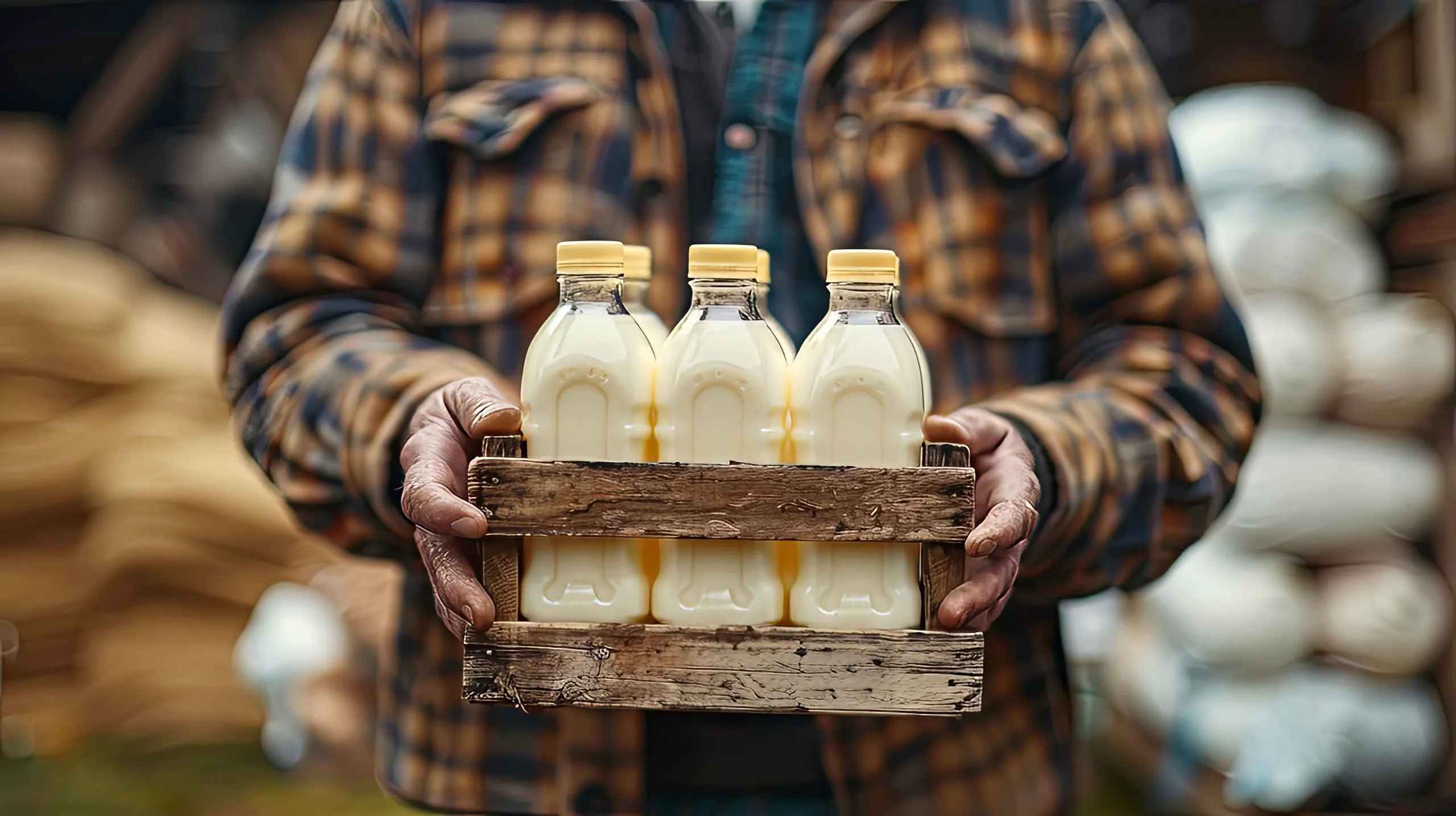 India Dairy Alternatives Market Gains Momentum as Plant-Based Dairy Demand Reaches USD 2.5 Billion farmer-holding-crate-fresh-milk-bottles-scaled