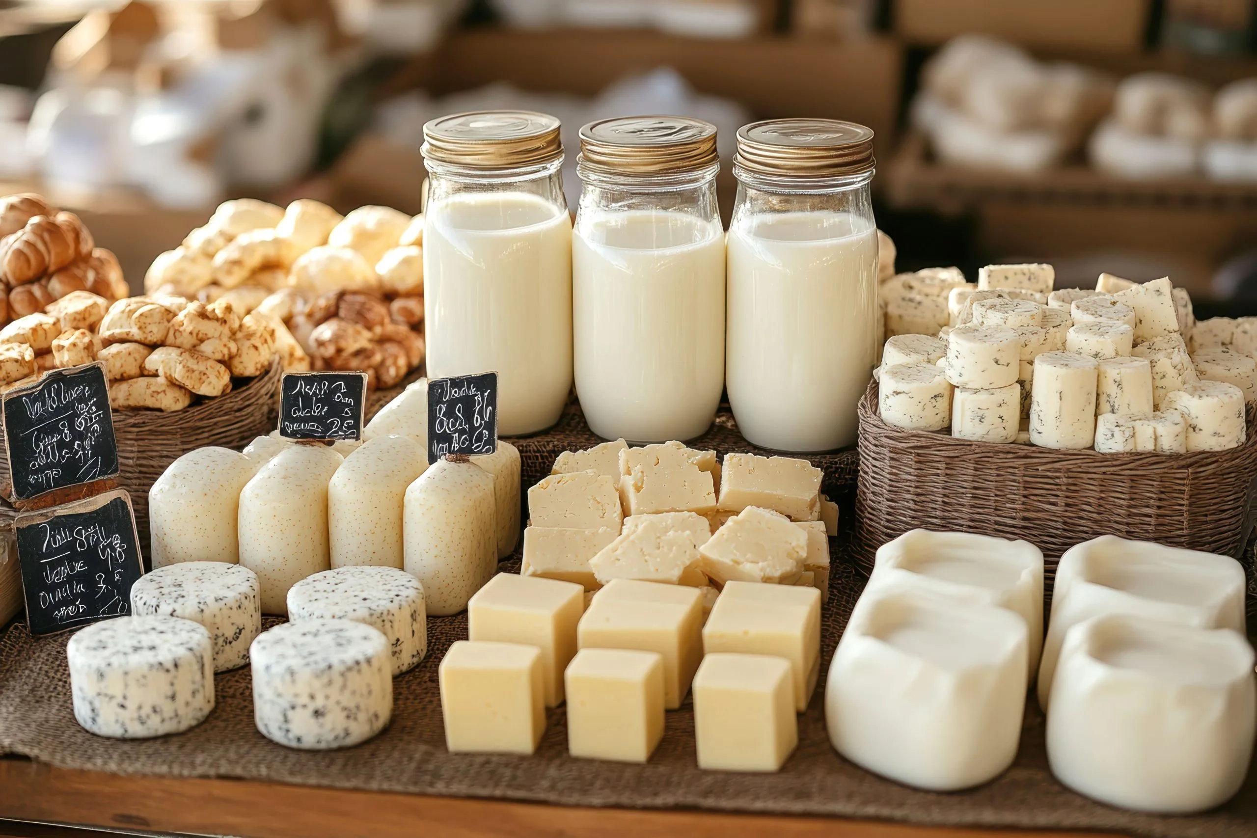UK Reconstituted Milk Market Outlook to 2035 fresh-milk-dairy-products-displayed-farmers-market-stand-natural-living-inspiration-scaled