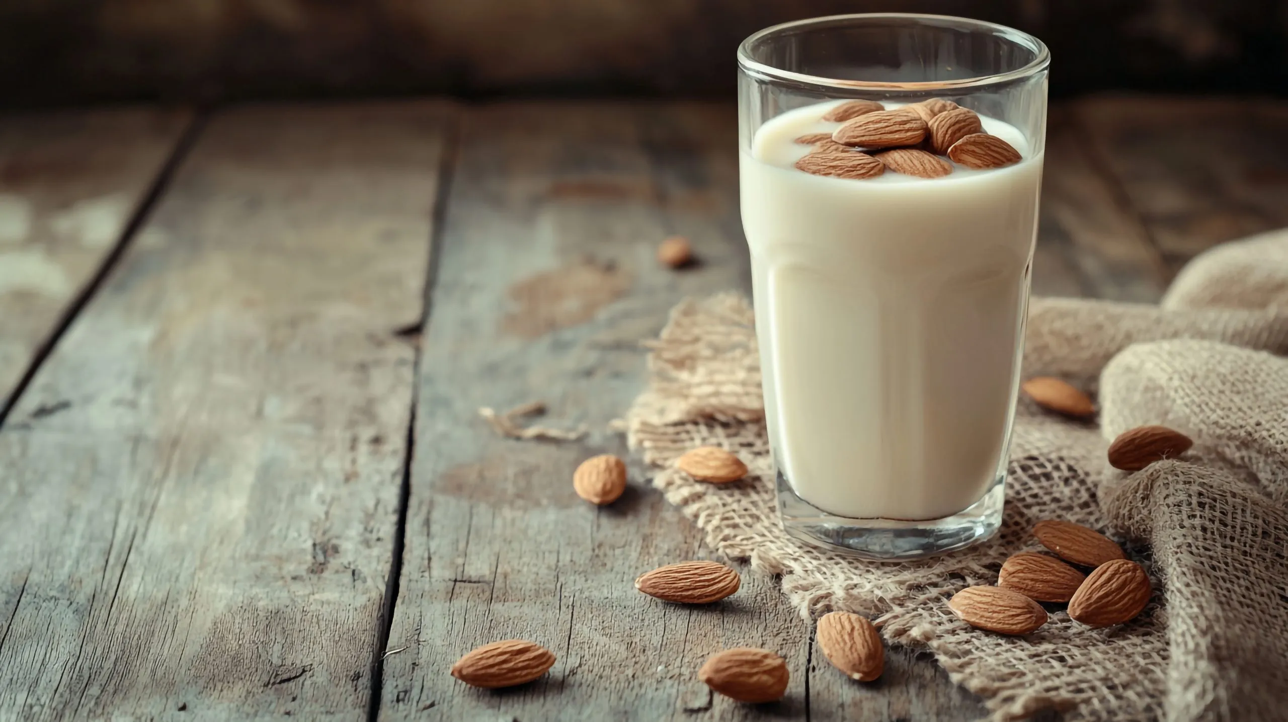 India Almond Milk Market Outlook to 2035 glass-almond-milk-with-almonds-table-scaled