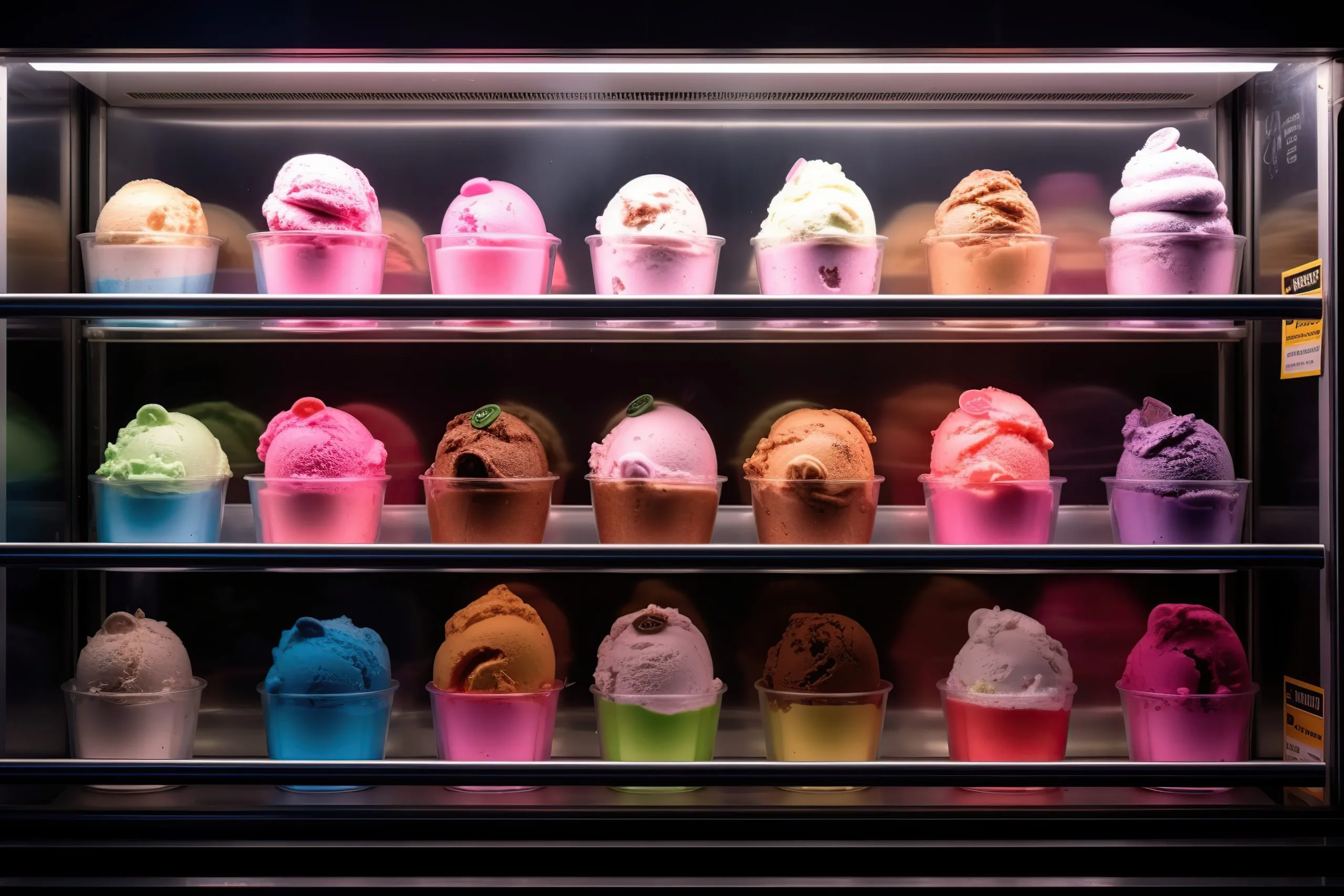 Brazil Commercial Ice Cream Freezers Market Supported by USD 9.48 Billion Ice Cream Demand Outlook illustrative-colorful-ice-cream-showcase-fridge-generative-ai-scaled
