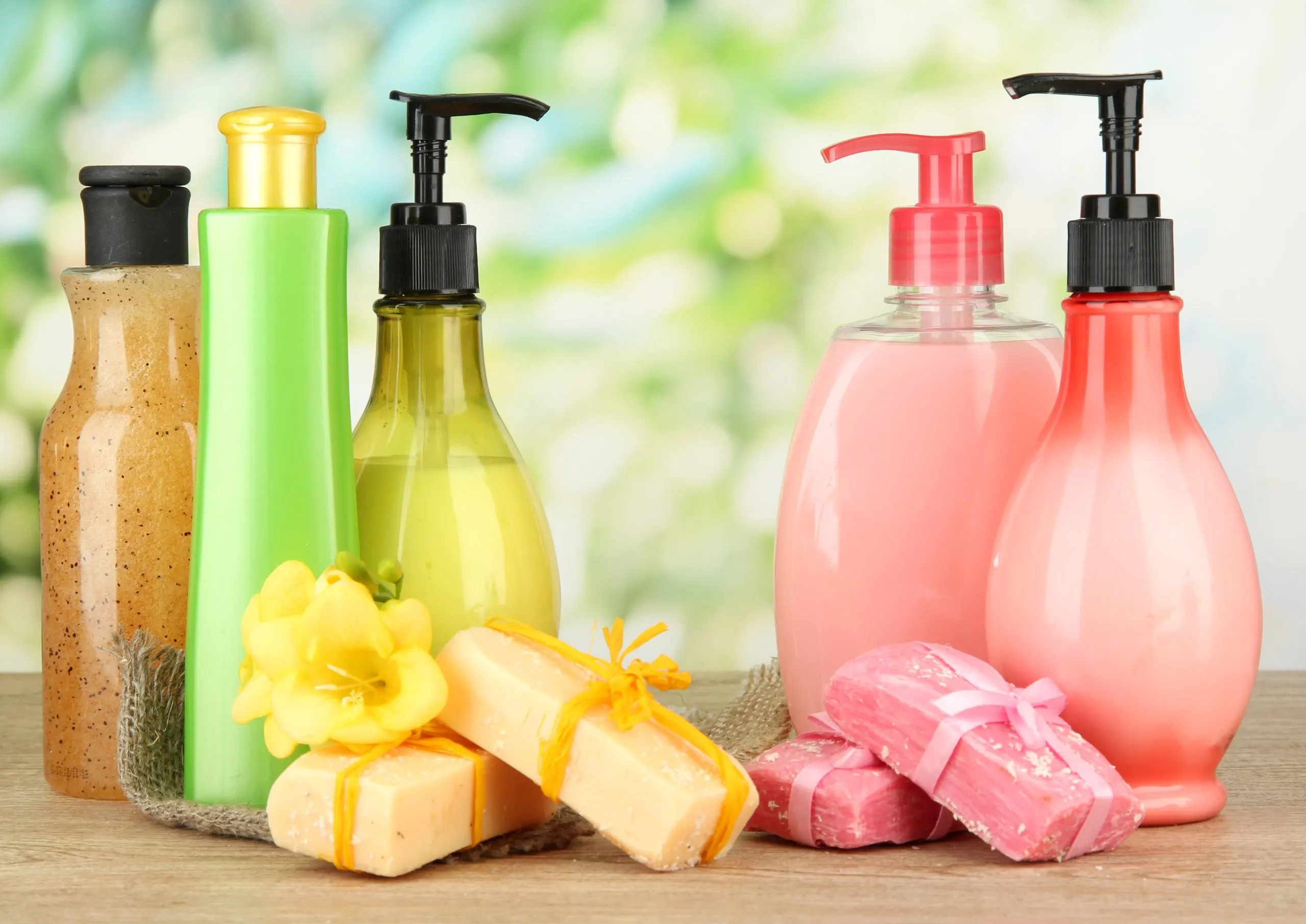 South Africa Face Wash Market Surpasses ZAR 2 Billion Driven by Rising Skincare Awareness liquid-handmade-soaps-wooden-table-green-background-scaled
