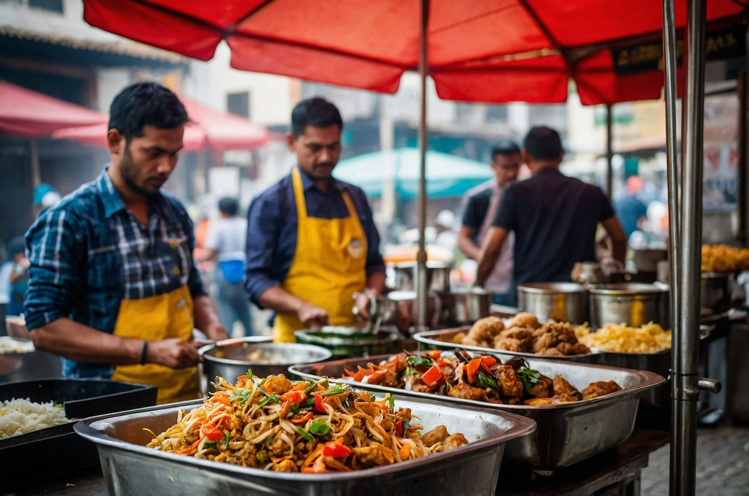 South Africa Foodservice Market Set to Reach USD 20 Billion as Delivery and Affordable Dining Expand man-is-standing-front-food-stall-with-red-umbrella-scaled