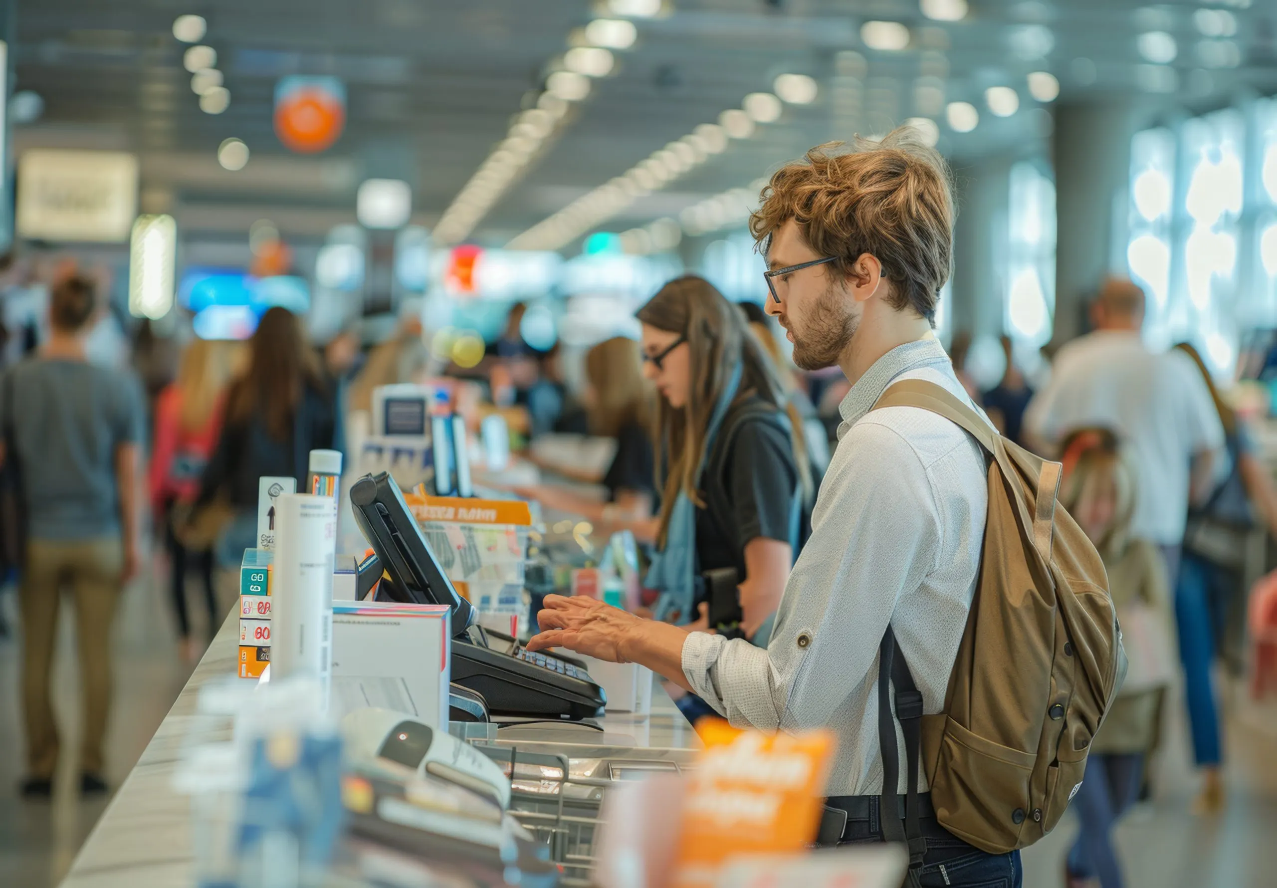 Vietnam Duty Free And Travel Retail Market Outlook to 2035 modern-retail-store-with-cashier-processing-purchases-as-customers-wait-line-showcases-dynamics-retail-shopping-customer-service-suitable-commerce-retail-themes-scaled