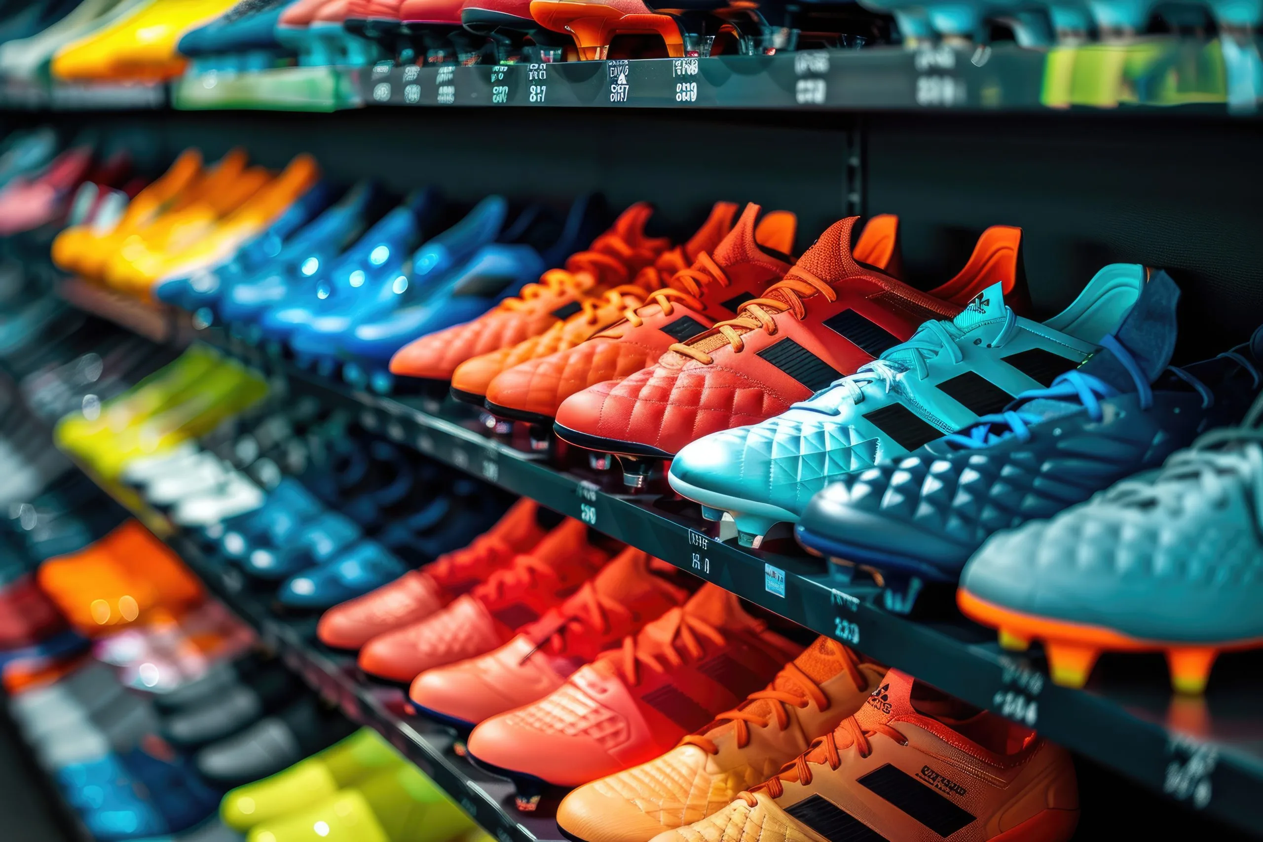 India Sports Shoes Market Gains Momentum as Footwear Industry Reaches USD 20.11 Billion multiple-soccer-shoes-lined-up-neatly-store-shelf-scaled
