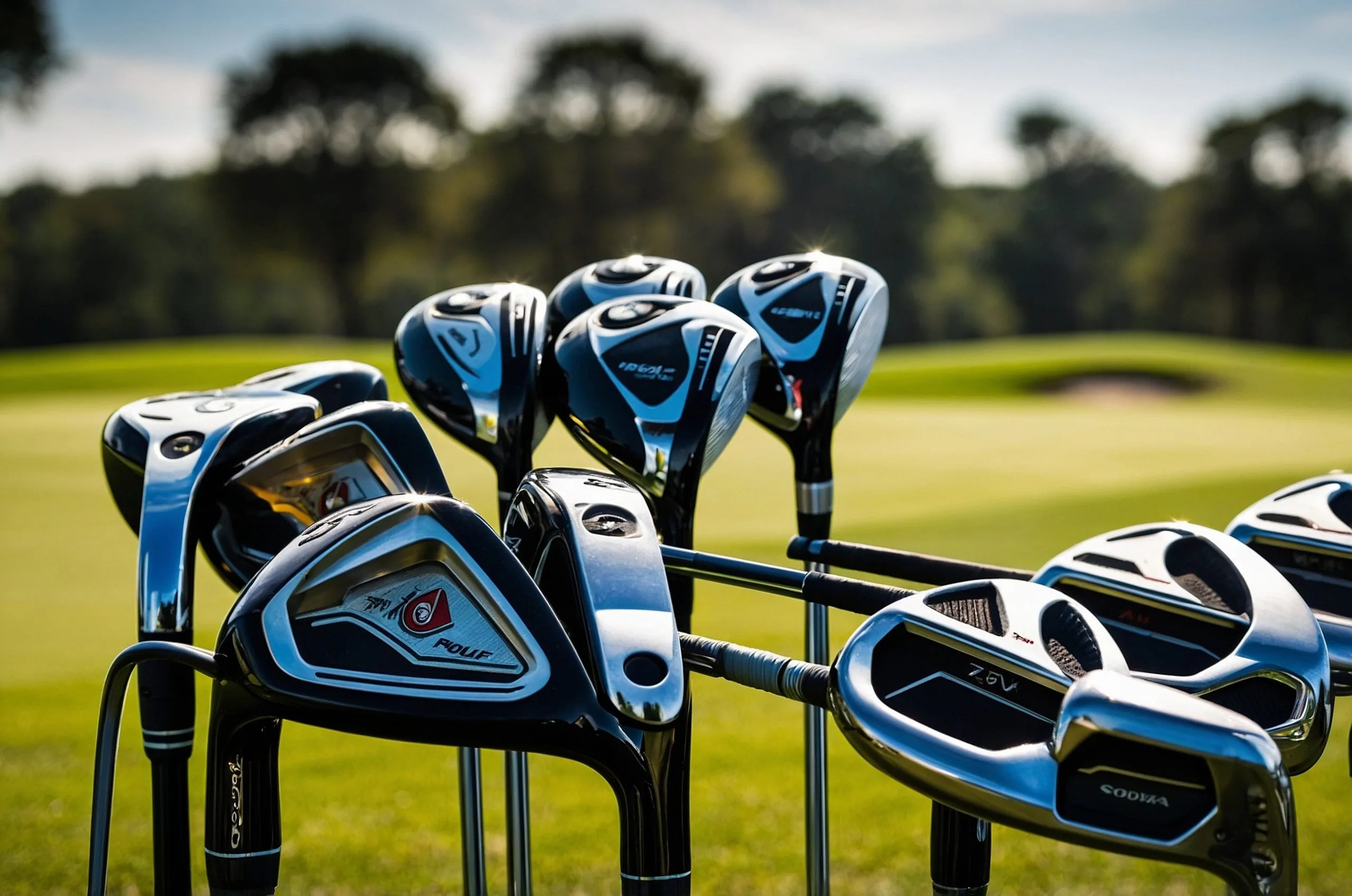 UK Golf Equipment Market Growth Supported by More Than 750,000 England Golf Members row-golf-clubs-are-lined-up-green-field-scaled