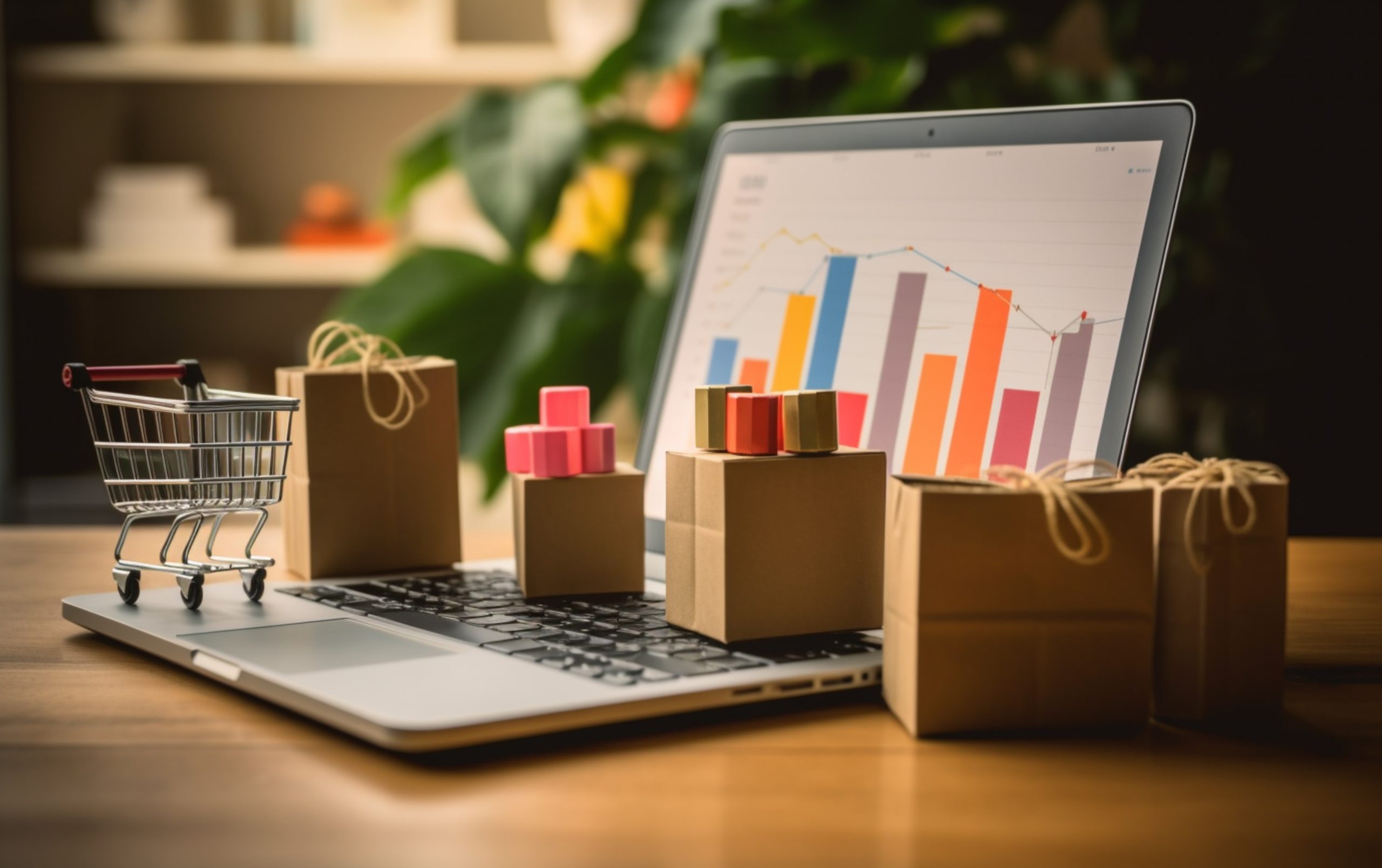 shopping-bags-incart-credit-card-laptop-with-paper-boxes-table-scaled